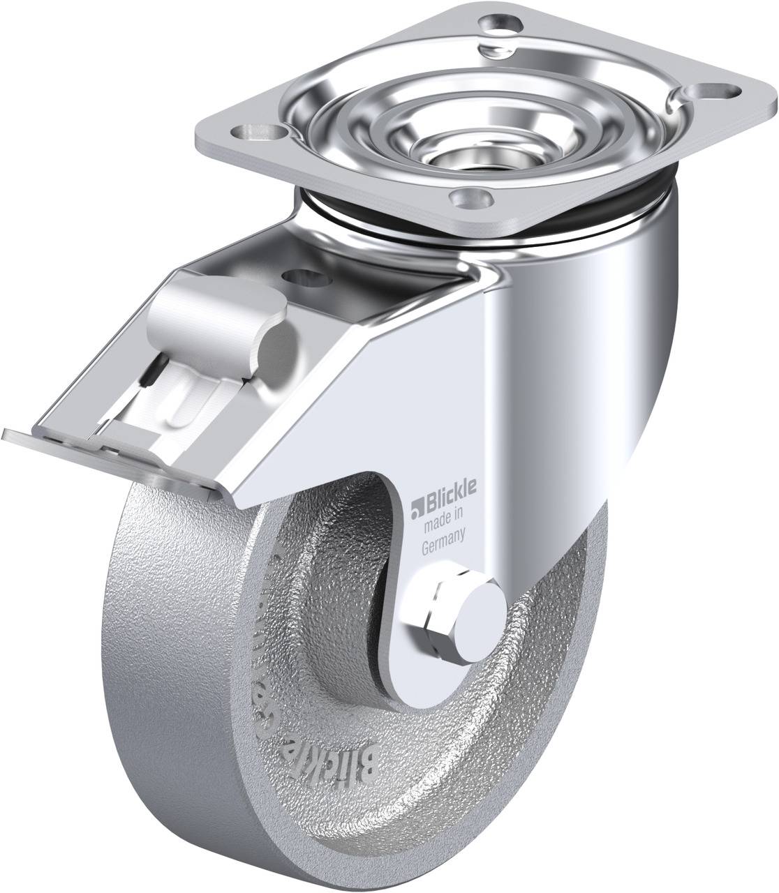 Blickle 763589 LIK-G 125IK-1-FI Forgóvillás görgő, rögzítővel KerékØ: 125 mm Teherbírás (max.): 350 kg 1 db