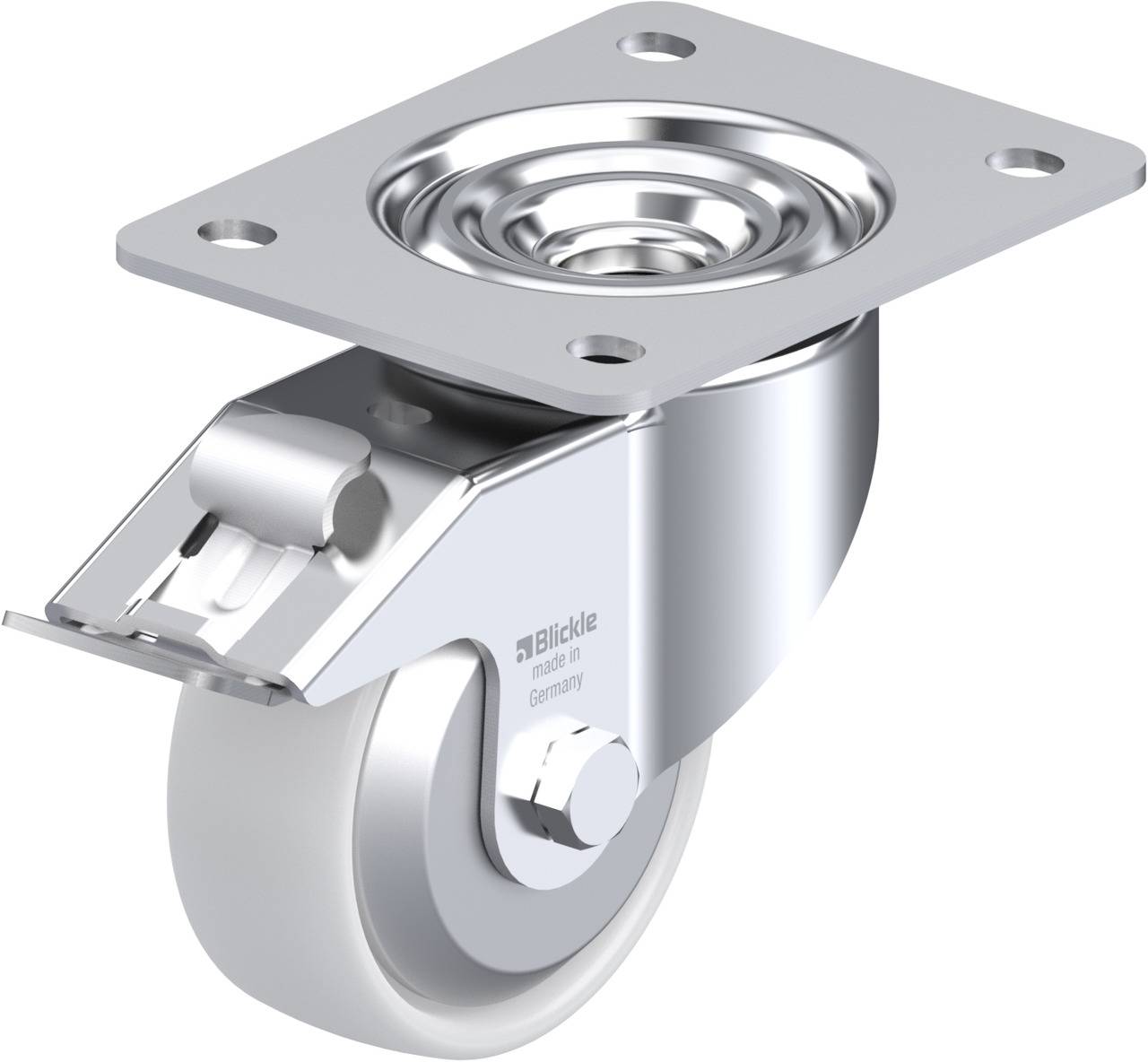 Blickle 750231 LK-PO 100G-3-FI-FA Forgóvillás görgő, rögzítővel KerékØ: 100 mm Teherbírás (max.): 280 kg 1 db