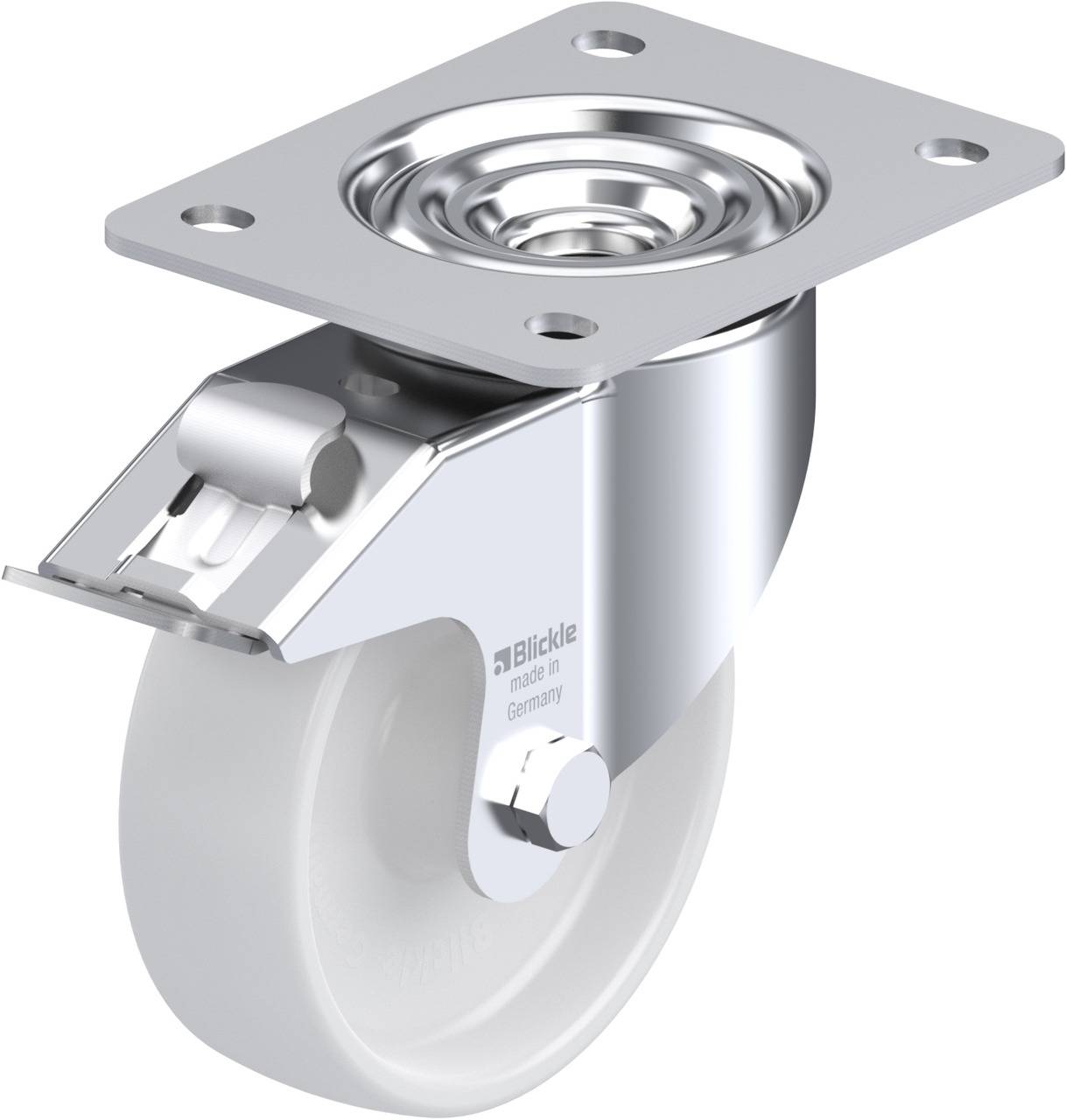 Blickle 852710 LK-PO 125XR-3-FI Forgóvillás görgő, rögzítővel KerékØ: 125 mm Teherbírás (max.): 300 kg 1 db