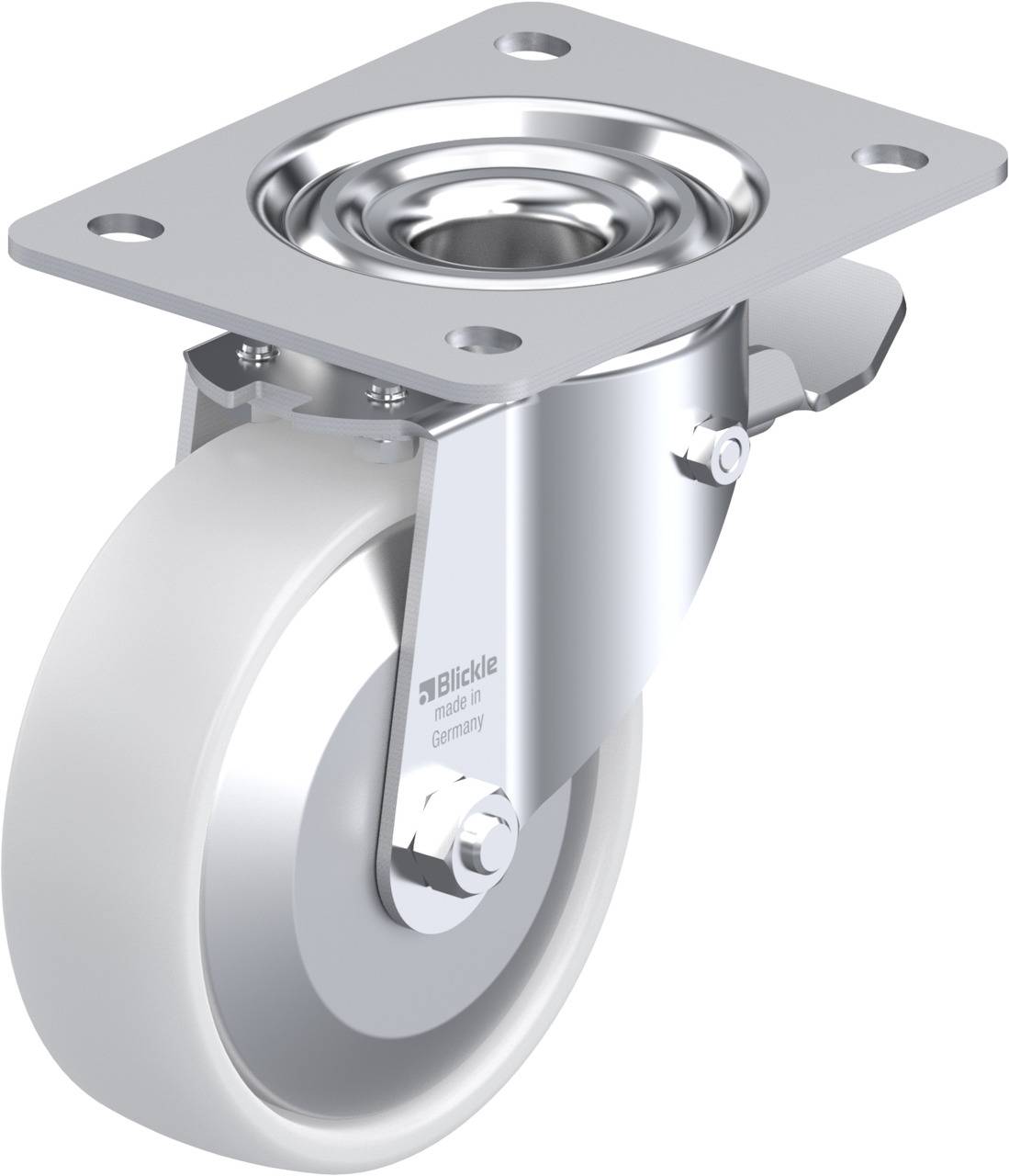 Blickle 852712 LK-PO 125XR-3-ST Forgóvillás görgő, rögzítővel KerékØ: 125 mm Teherbírás (max.): 300 kg 1 db