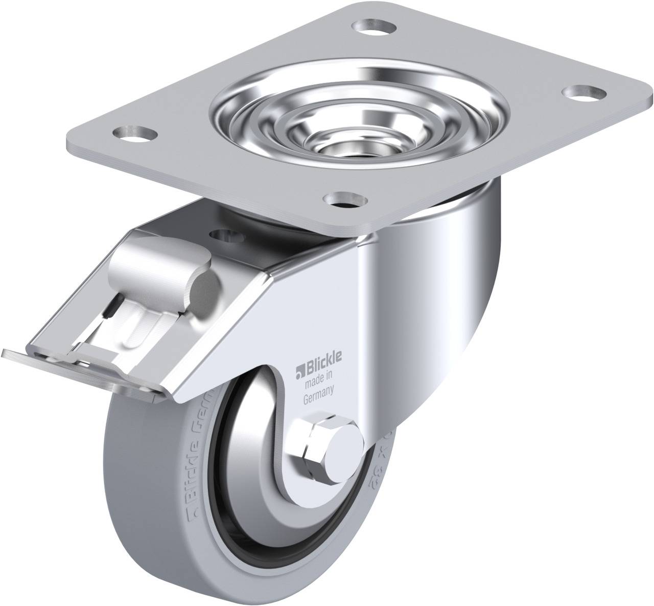Blickle 750320 LK-POEV 100KA-3-FI-SG-FA Forgóvillás görgő, rögzítővel KerékØ: 100 mm Teherbírás (max.): 200 kg 1 db