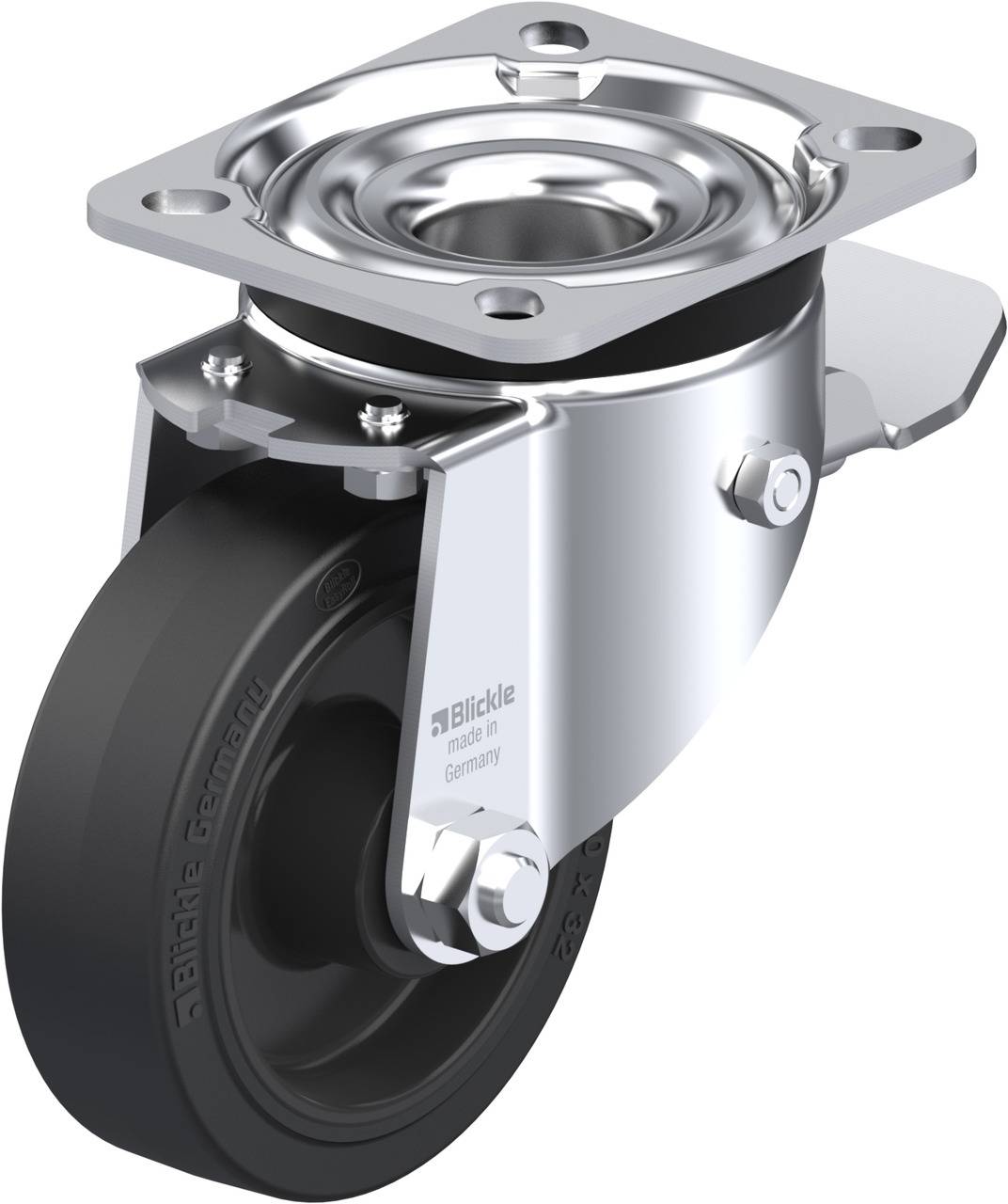 Blickle 850930 LK-POEV 100XR-1-ST Forgóvillás görgő, rögzítővel KerékØ: 100 mm Teherbírás (max.): 200 kg 1 db