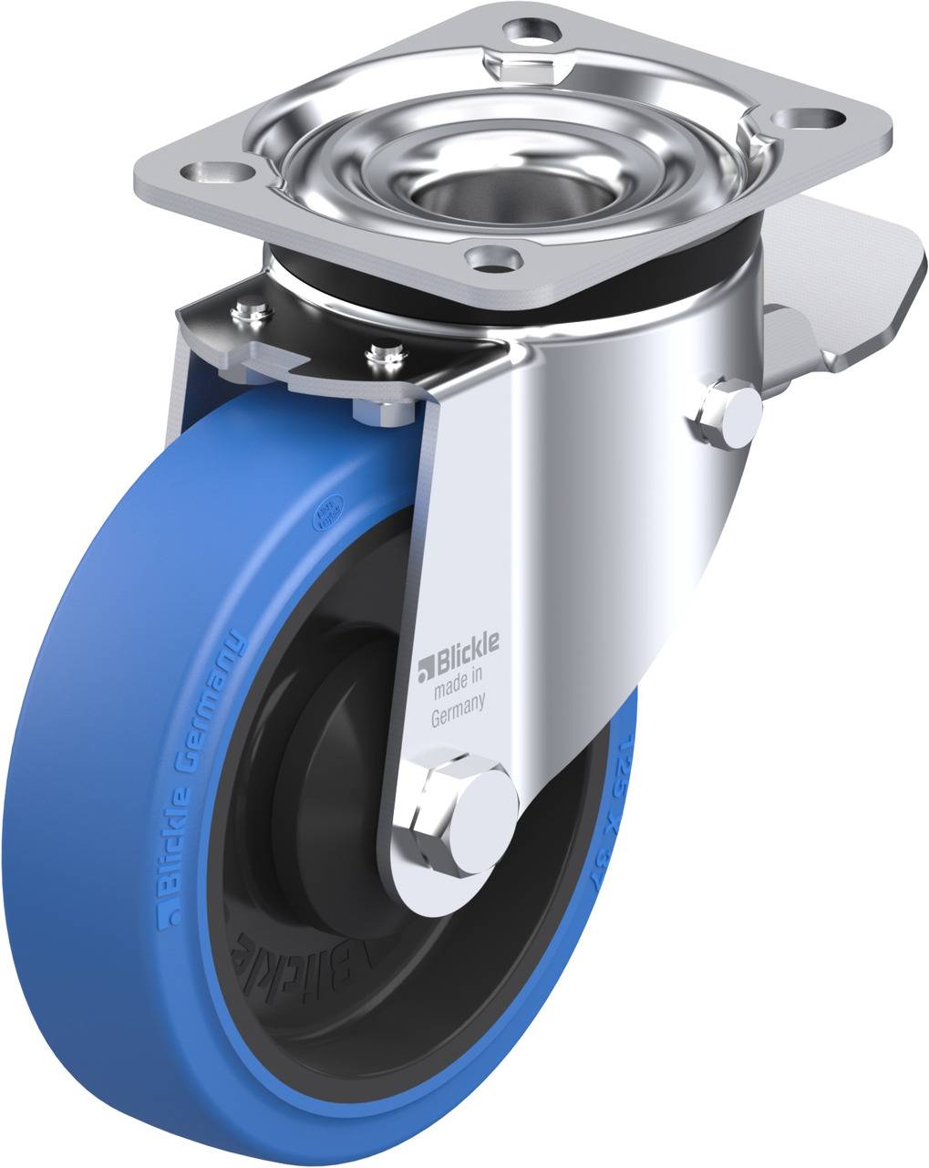 Blickle 750344 LK-POEV 125KA-1-ST-SB Forgóvillás görgő, rögzítővel KerékØ: 125 mm Teherbírás (max.): 250 kg 1 db