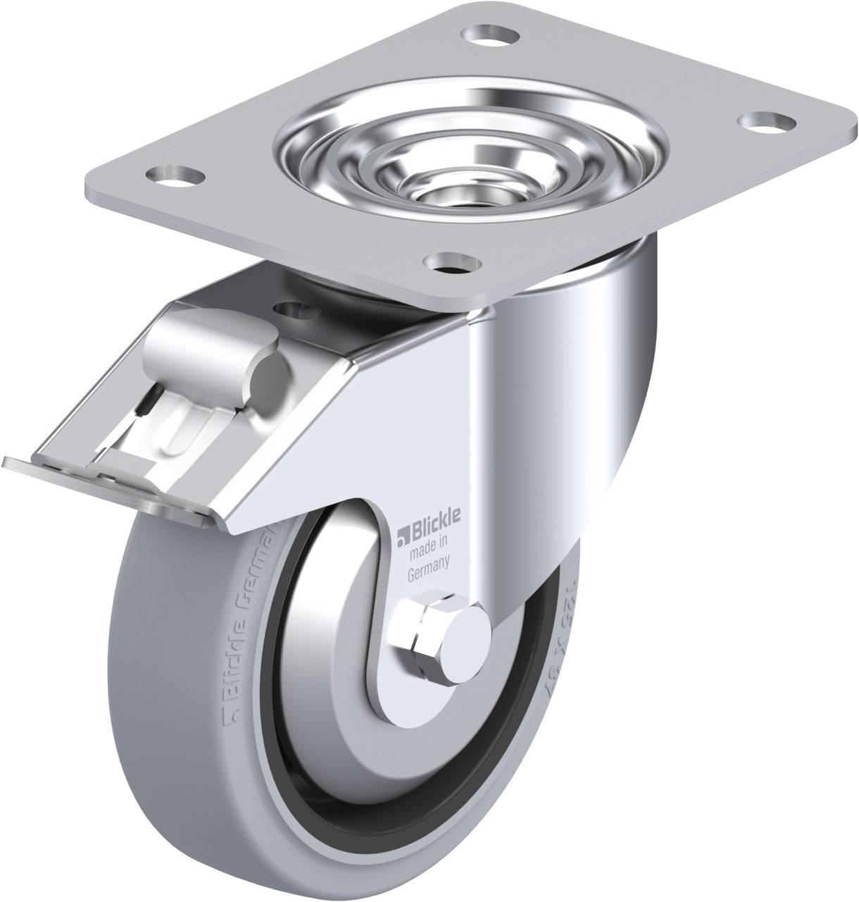 Blickle 851158 LK-POEV 125KAD-3-FI-SG-FA Forgóvillás görgő, rögzítővel KerékØ: 125 mm Teherbírás (max.): 250 kg 1 db
