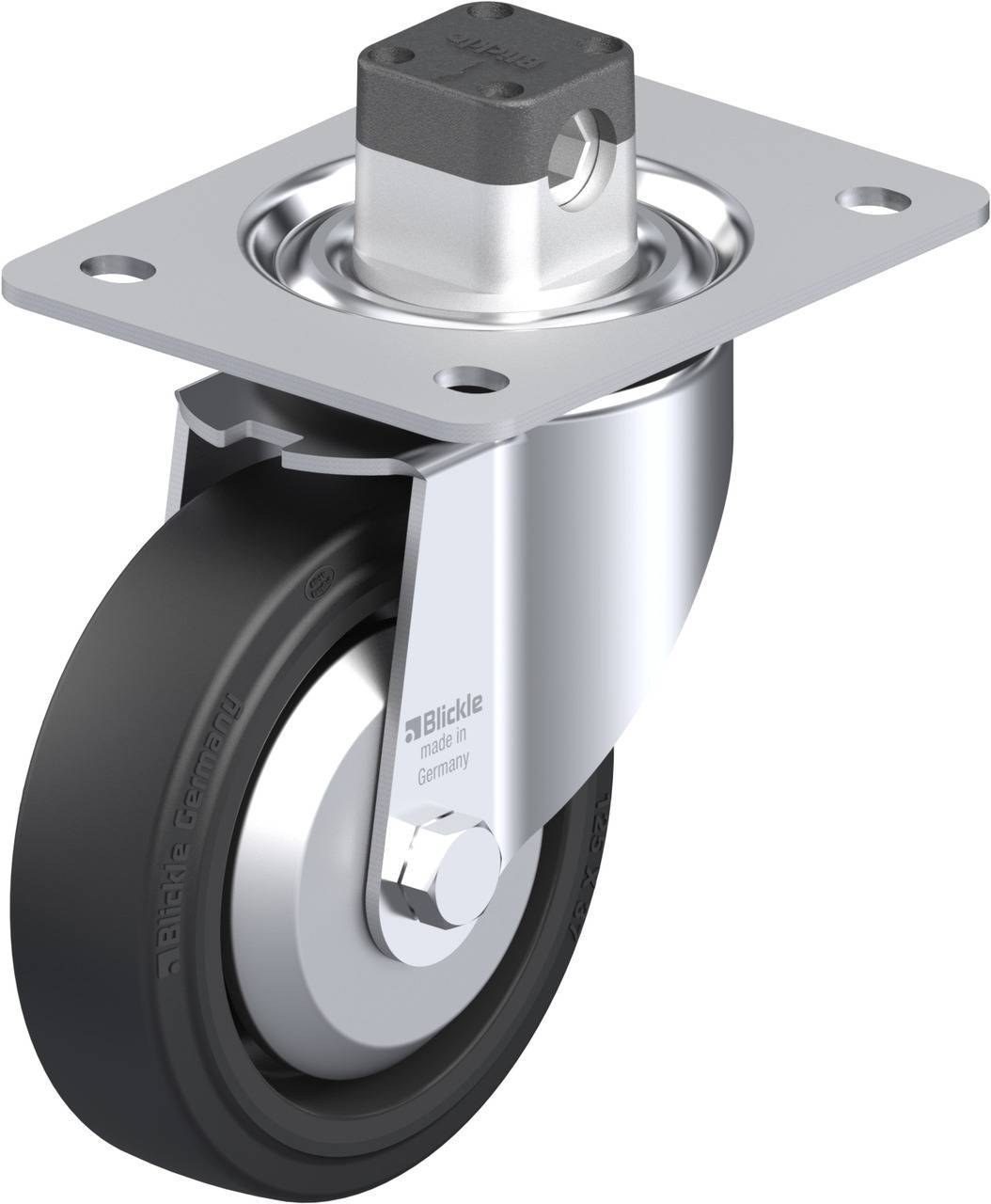 Blickle 851152 LK-POEV 125R-3-CS11-FA Forgóvillás görgő, rögzítővel KerékØ: 125 mm Teherbírás (max.): 250 kg 1 db