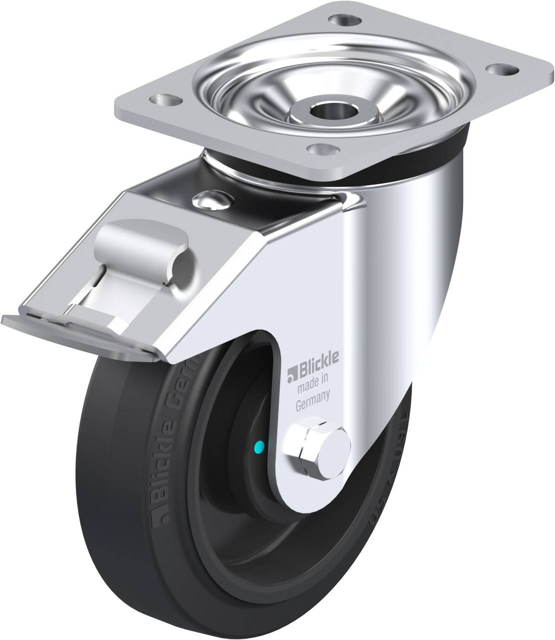 Blickle 851216 LK-POEV 160KAD-FI Forgóvillás görgő, rögzítővel KerékØ: 160 mm Teherbírás (max.): 400 kg 1 db