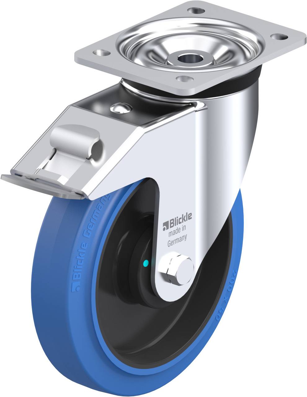 Blickle 748616 LK-POEV 200KAD-FI-SB Forgóvillás görgő, rögzítővel KerékØ: 200 mm Teherbírás (max.): 500 kg 1 db