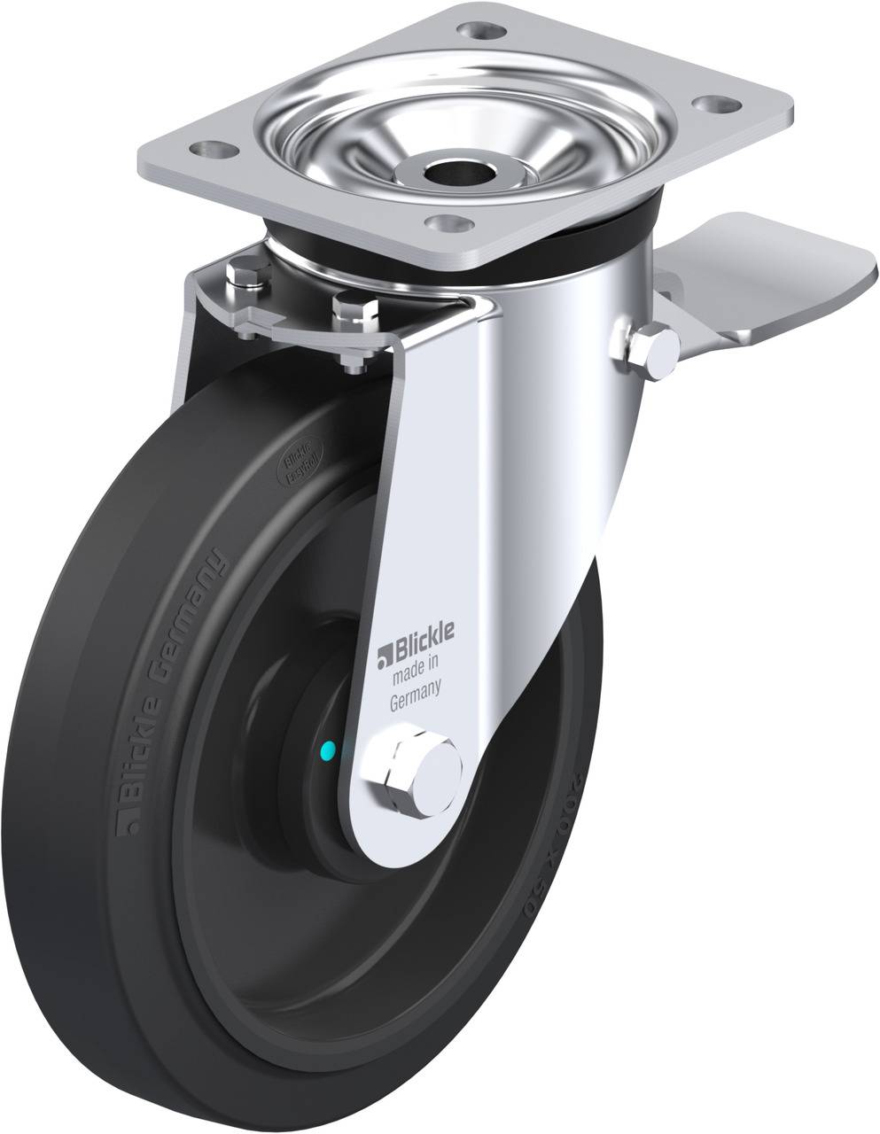 Blickle 851312 LK-POEV 200KAD-ST Forgóvillás görgő, rögzítővel KerékØ: 200 mm Teherbírás (max.): 500 kg 1 db