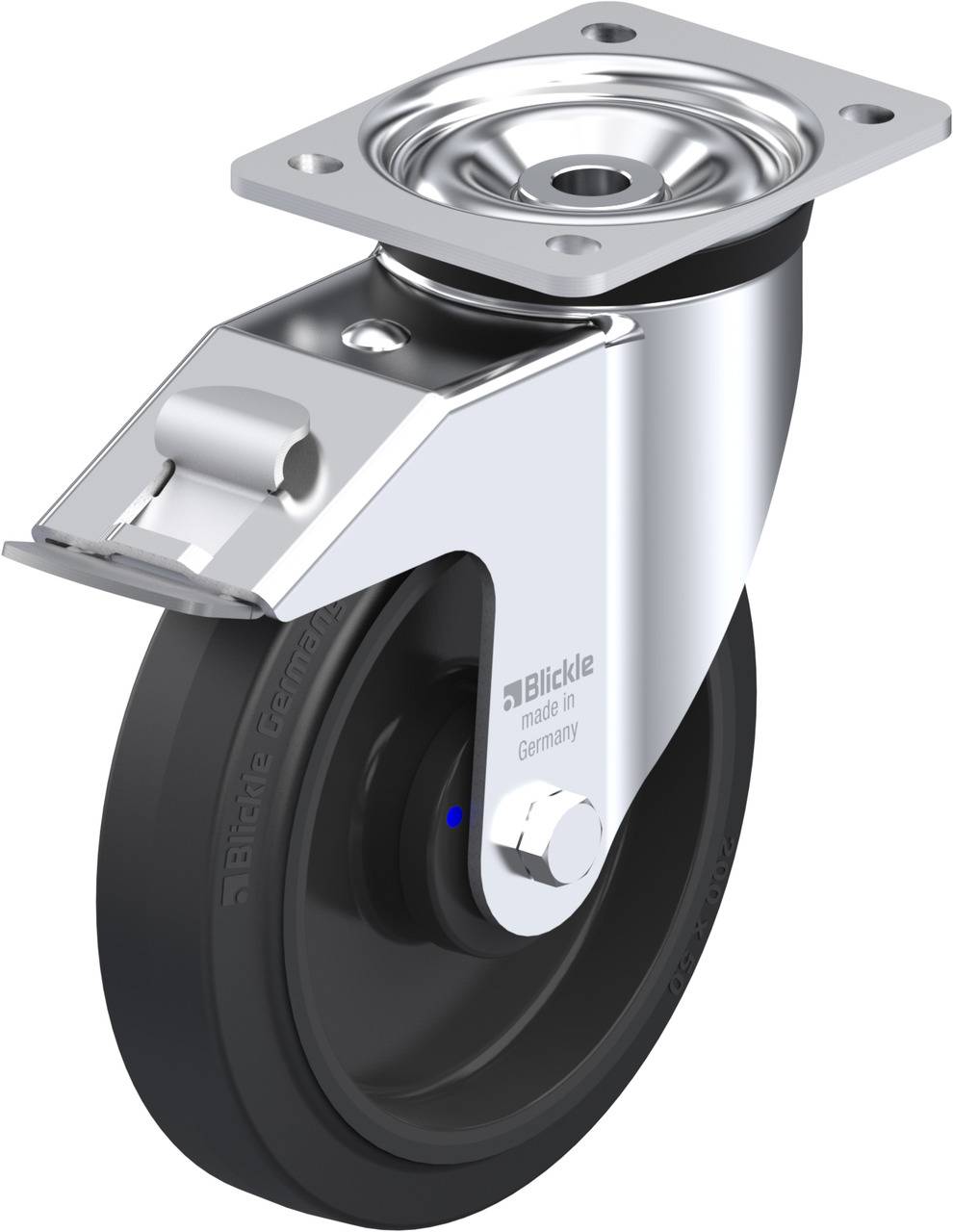 Blickle 851351 LK-POEV 200XKA-FI Forgóvillás görgő, rögzítővel KerékØ: 200 mm Teherbírás (max.): 500 kg 1 db