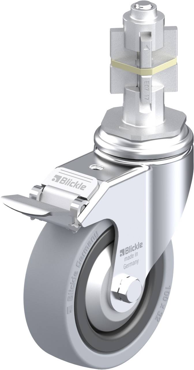 Blickle 750769 LKRA-VPA 101G-11-FI-FA-E17 Forgóvillás görgő, rögzítővel KerékØ: 100 mm Teherbírás (max.): 110 kg 1 db