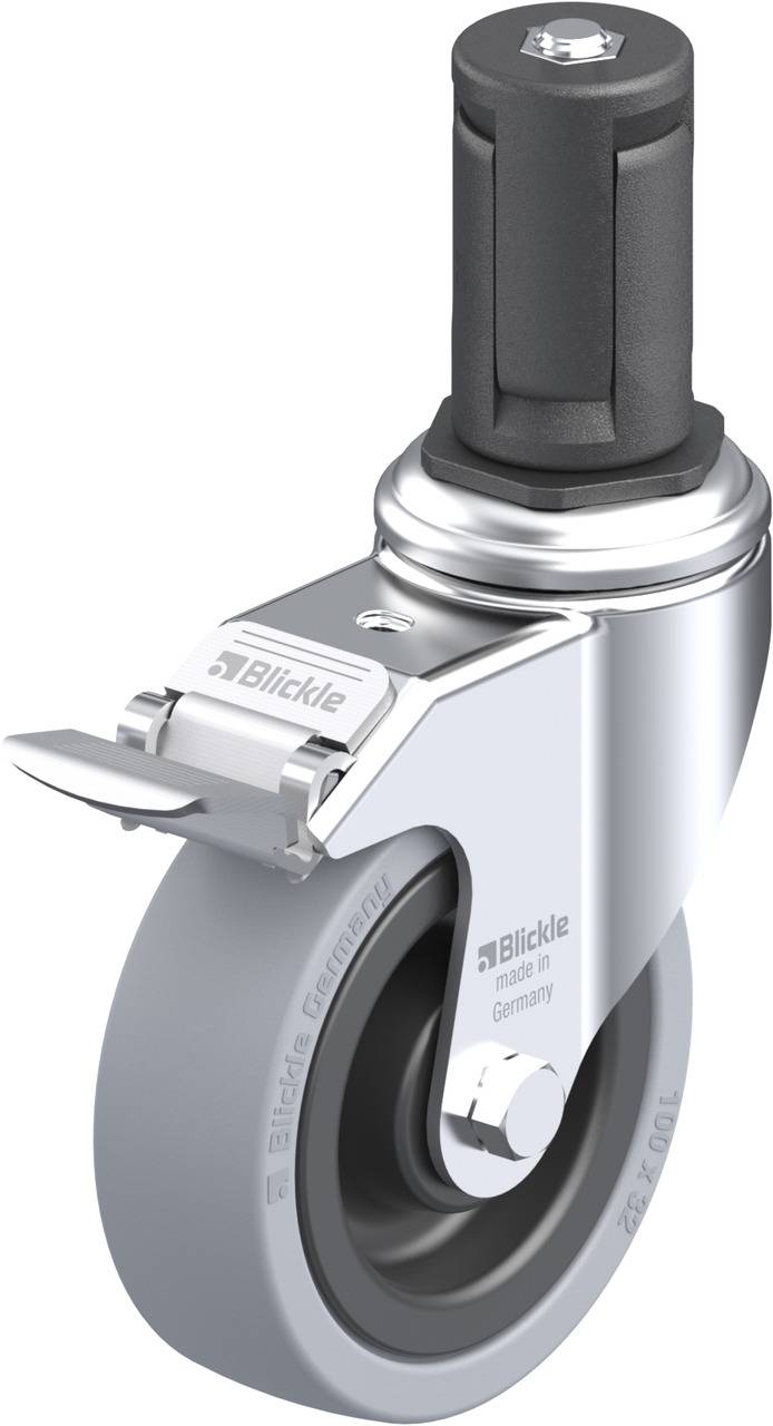 Blickle 848222 LKRA-VPA 101K-11-FI-ER15 Forgóvillás görgő, rögzítővel KerékØ: 100 mm Teherbírás (max.): 110 kg 1 db