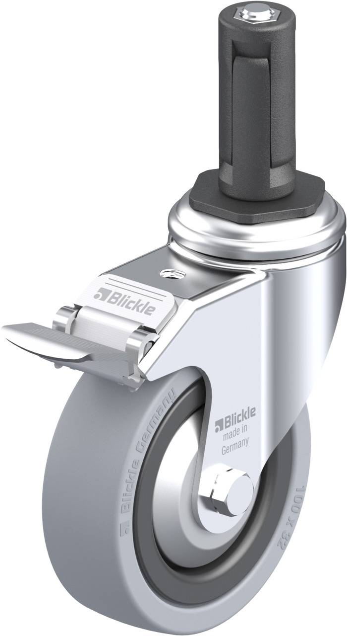 Blickle 848212 LKRA-VPA 101K-11-FI-FA-ER13 Forgóvillás görgő, rögzítővel KerékØ: 100 mm Teherbírás (max.): 110 kg 1 db