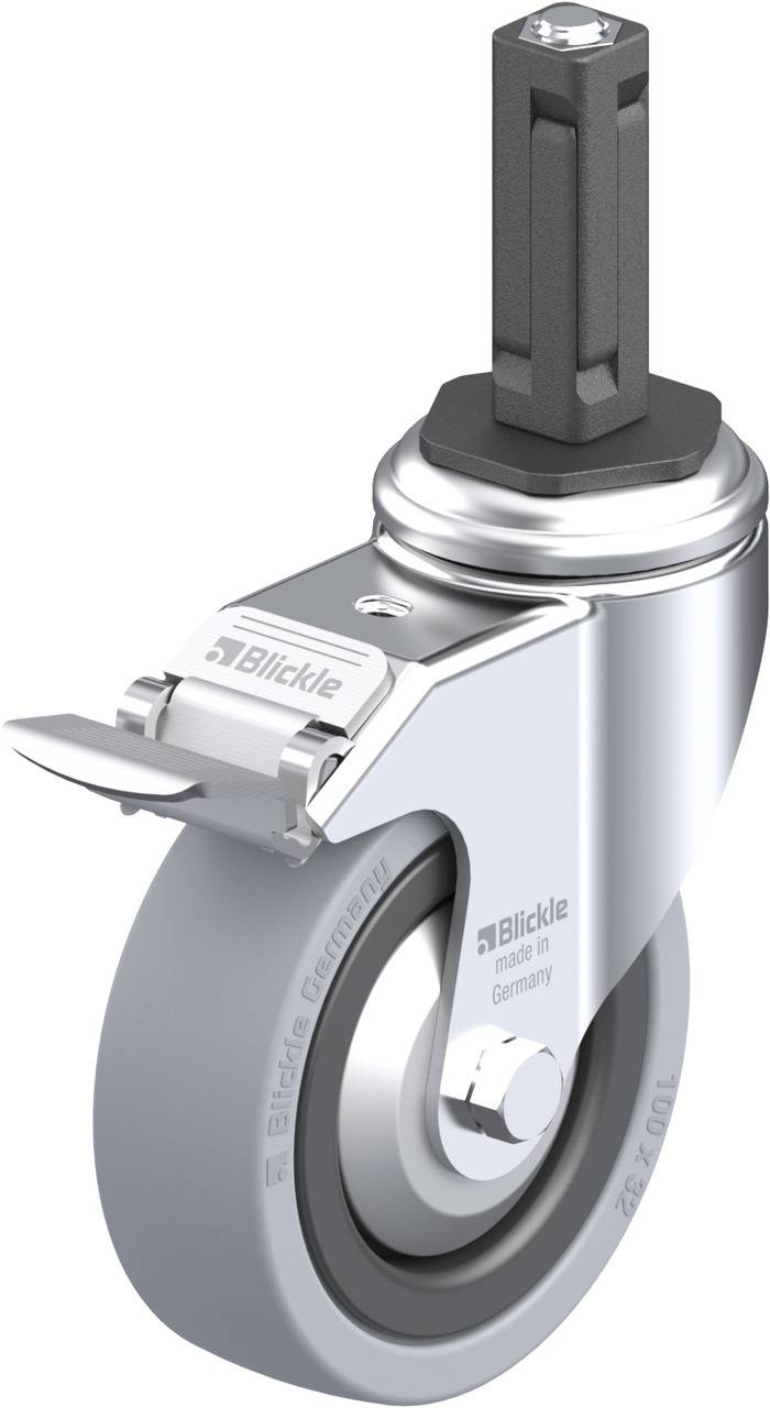 Blickle 848215 LKRA-VPA 101K-11-FI-FA-EV12 Forgóvillás görgő, rögzítővel KerékØ: 100 mm Teherbírás (max.): 110 kg 1 db