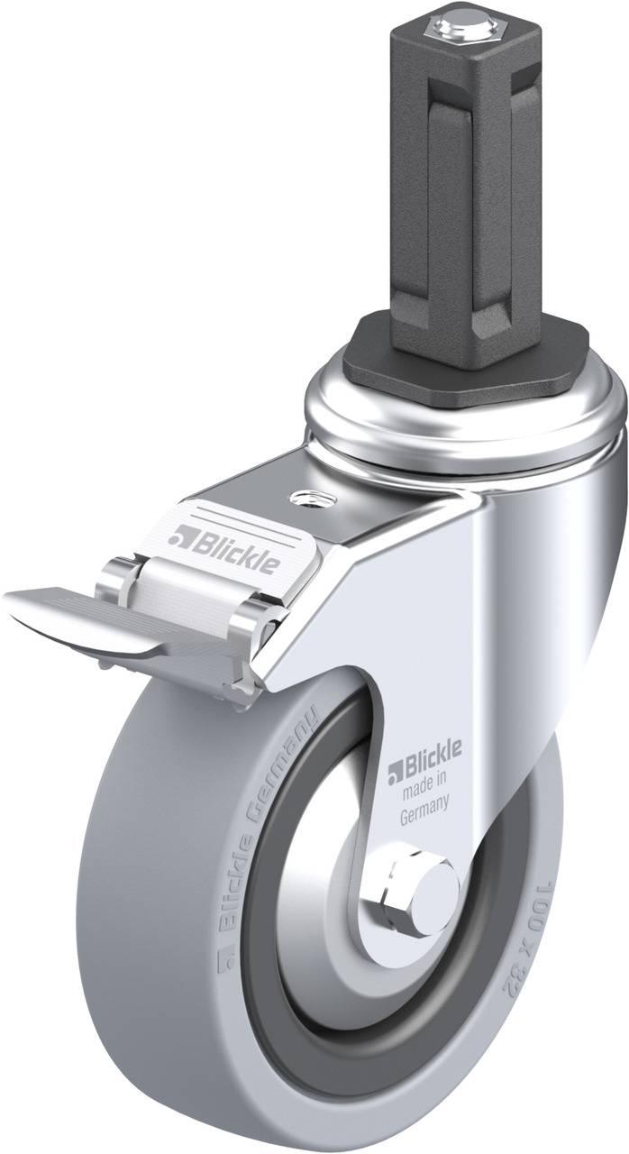 Blickle 848216 LKRA-VPA 101K-11-FI-FA-EV13 Forgóvillás görgő, rögzítővel KerékØ: 100 mm Teherbírás (max.): 110 kg 1 db