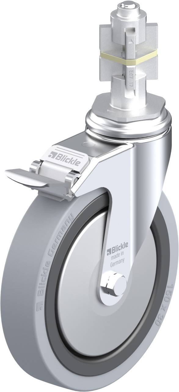 Blickle 750874 LKRA-VPA 150K-11-FI-FA-E17 Forgóvillás görgő, rögzítővel KerékØ: 150 mm Teherbírás (max.): 110 kg 1 db
