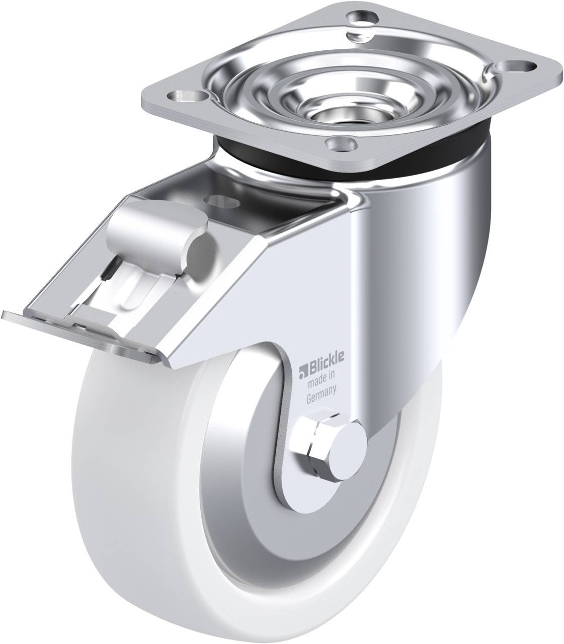 Blickle 750498 LK-SPO 125G-1-FI-FA Forgóvillás görgő, rögzítővel KerékØ: 125 mm Teherbírás (max.): 350 kg 1 db