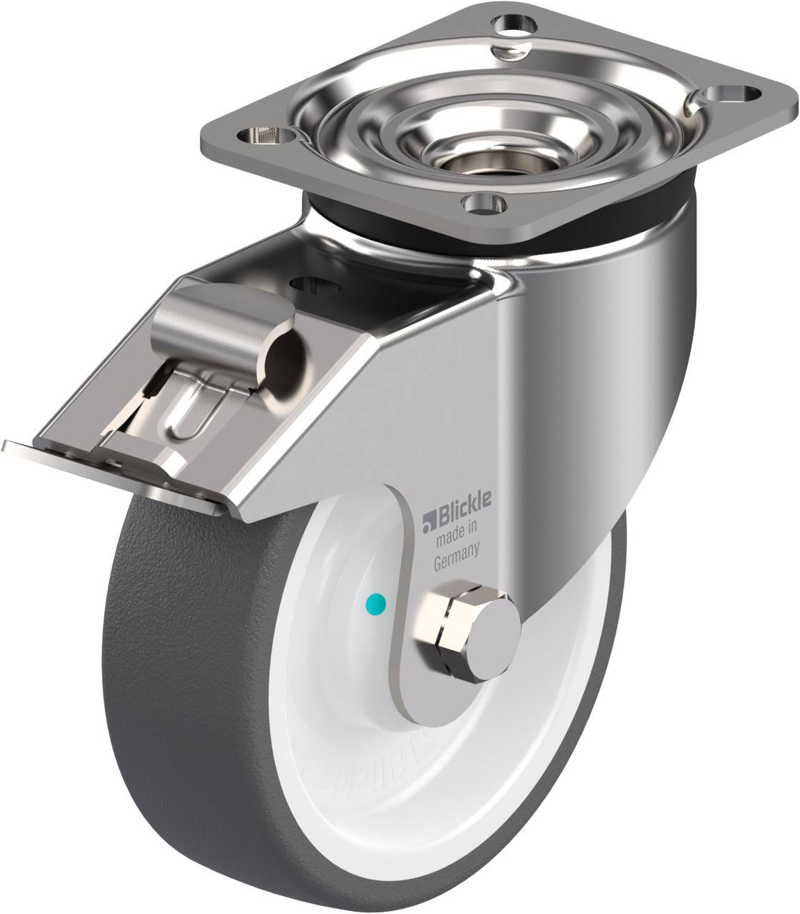 Blickle 761562 LKX-POTH 125KAD-1-FI Forgóvillás görgő, rögzítővel KerékØ: 125 mm Teherbírás (max.): 350 kg 1 db