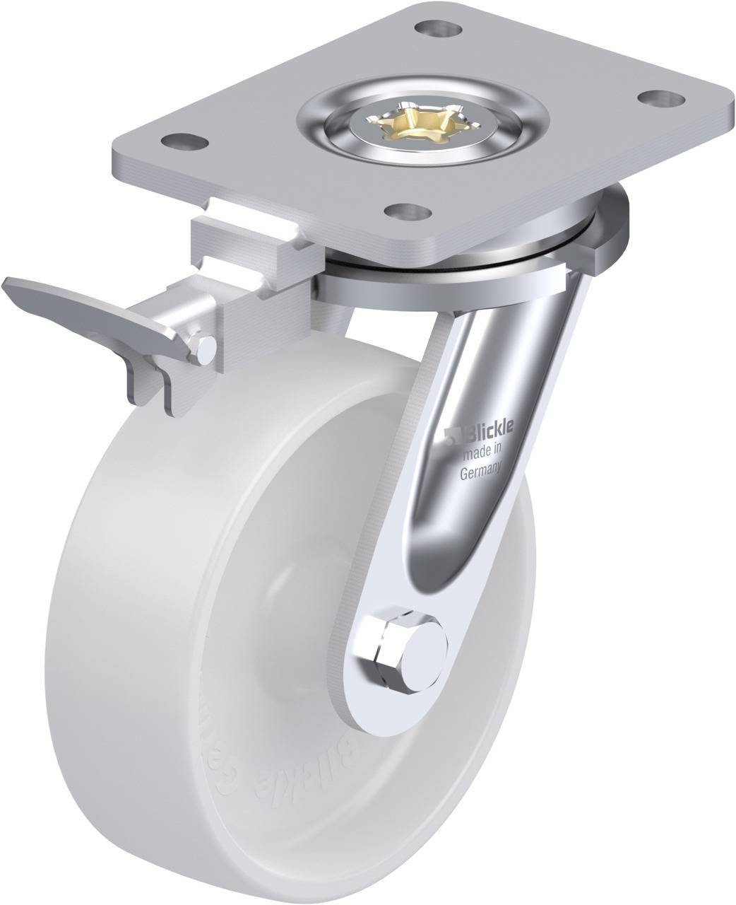 Blickle 852809 LO-PO 150G-RI4 Forgóvillás görgő, rögzítővel KerékØ: 150 mm Teherbírás (max.): 400 kg 1 db