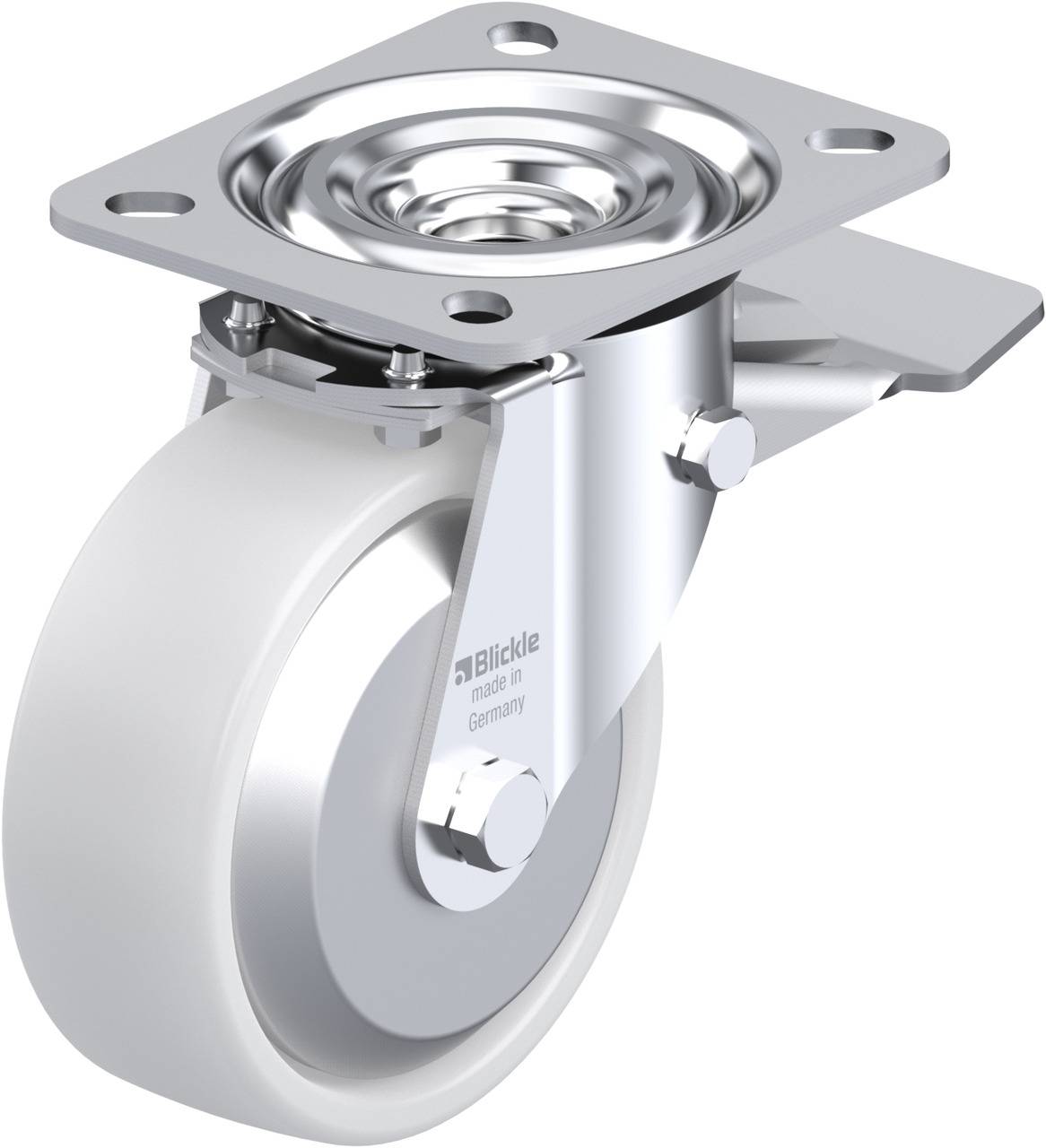 Blickle 749264 L-PO 100KA-ST-FA Forgóvillás görgő, rögzítővel KerékØ: 100 mm Teherbírás (max.): 250 kg 1 db