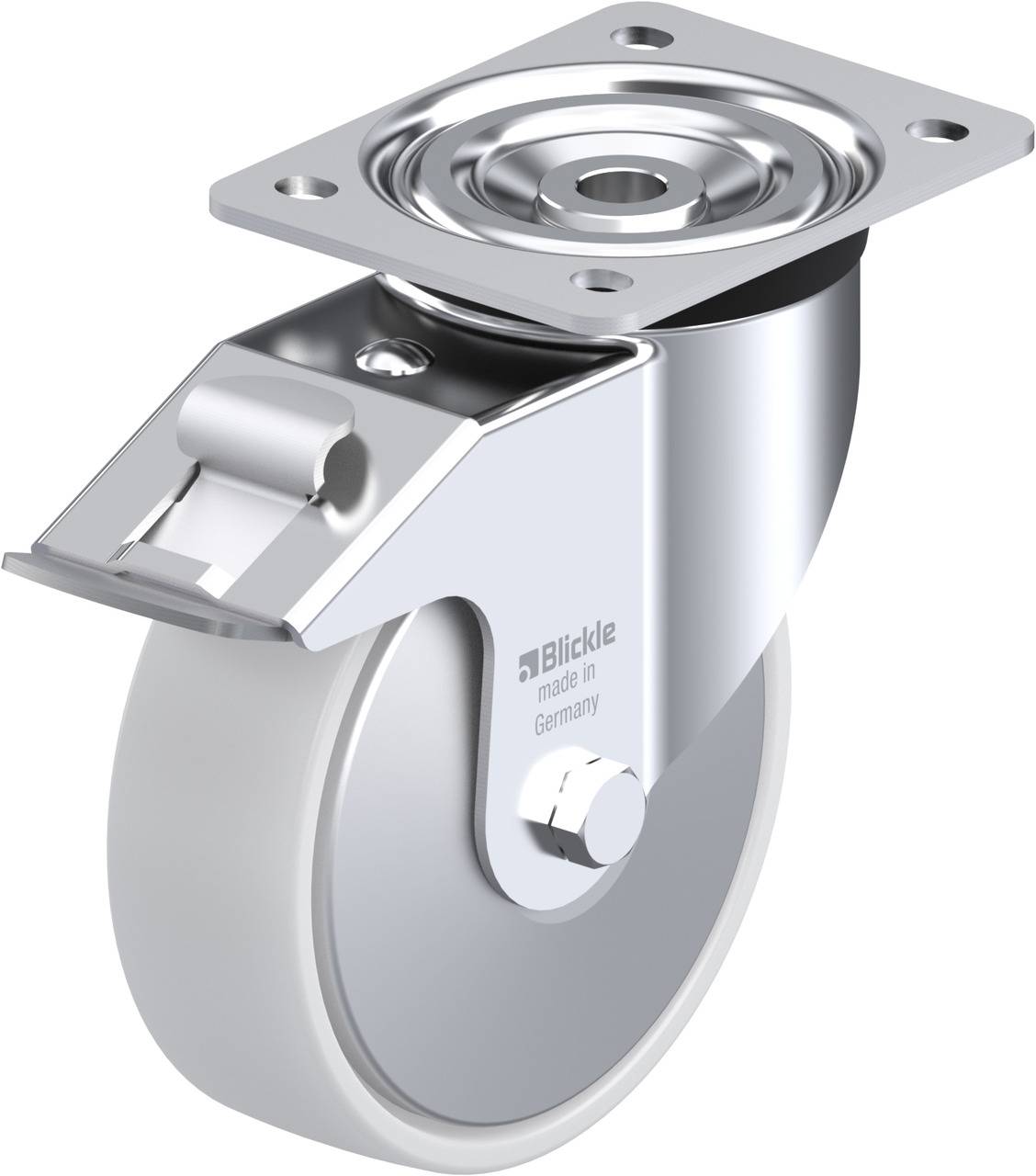 Blickle 609453 L-PO 160K-FI-FA Forgóvillás görgő, rögzítővel KerékØ: 160 mm Teherbírás (max.): 400 kg 1 db