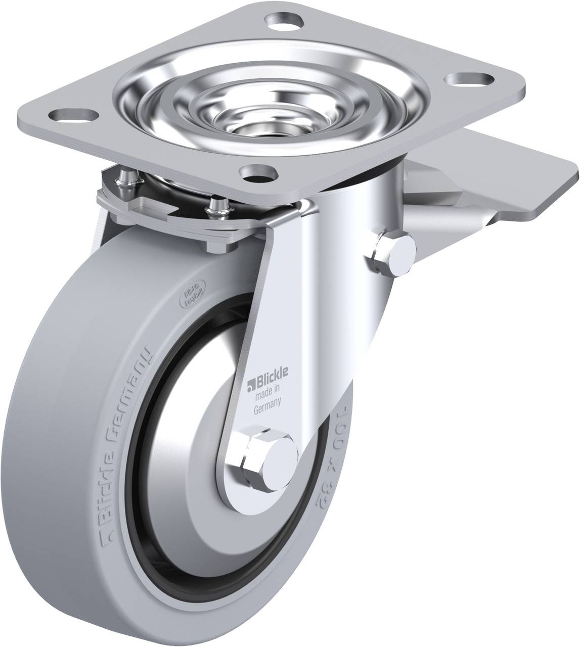 Blickle 749339 L-POEV 100G-ST-SG-FA Forgóvillás görgő, rögzítővel KerékØ: 100 mm Teherbírás (max.): 200 kg 1 db