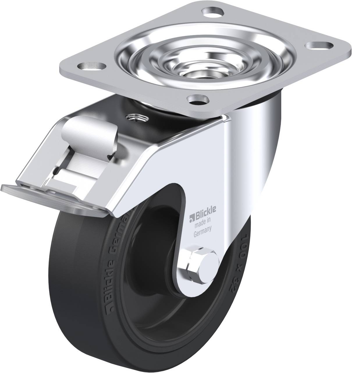 Blickle 850500 L-POEV 100XR-FI Forgóvillás görgő, rögzítővel KerékØ: 100 mm Teherbírás (max.): 200 kg 1 db