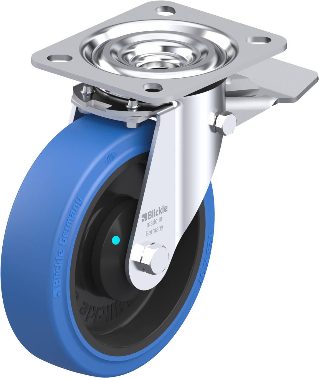 Blickle 850573 L-POEV 125KAD-ST-SB Forgóvillás görgő, rögzítővel KerékØ: 125 mm Teherbírás (max.): 250 kg 1 db