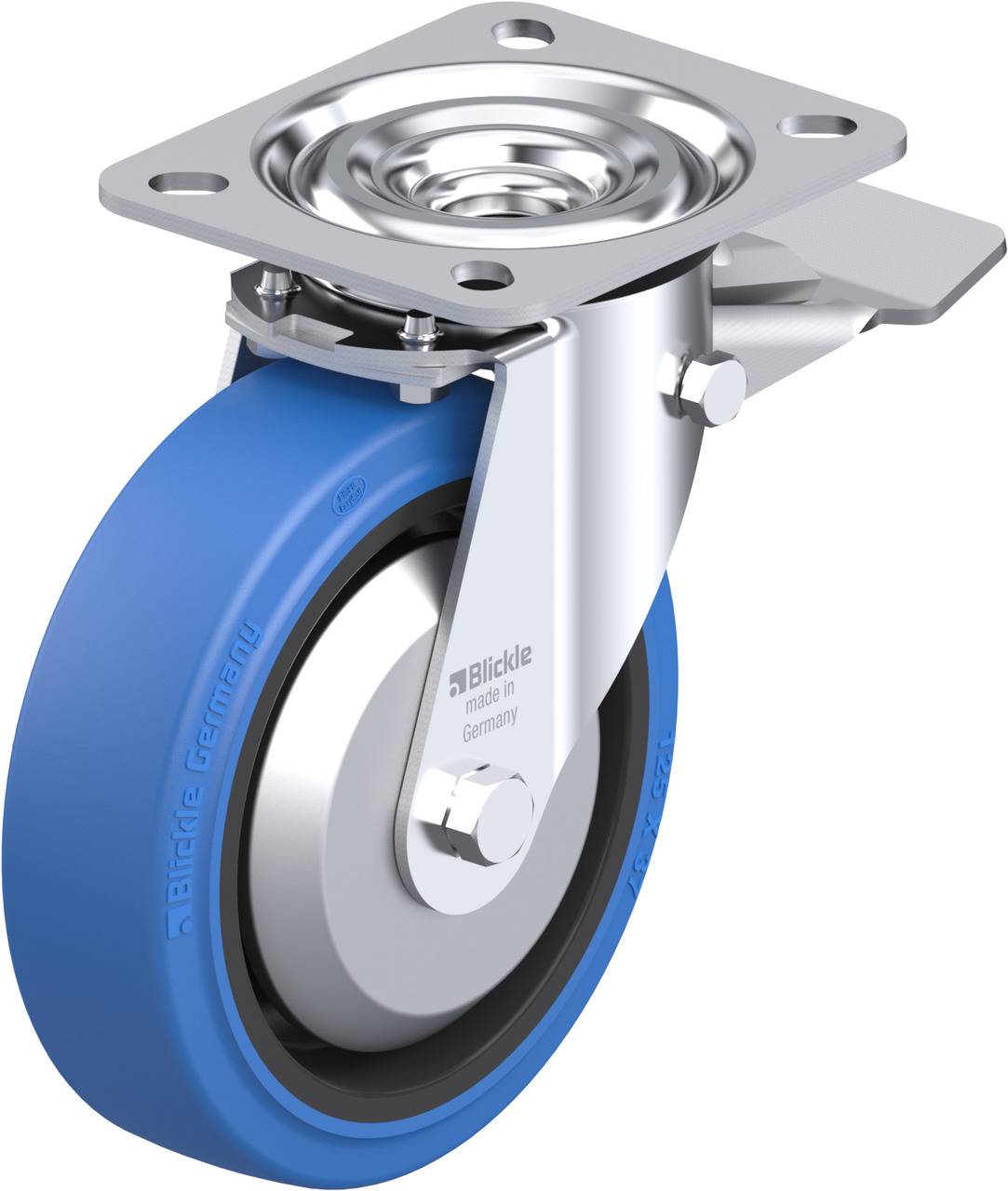 Blickle 749350 L-POEV 125R-ST-SB-FA Forgóvillás görgő, rögzítővel KerékØ: 125 mm Teherbírás (max.): 250 kg 1 db