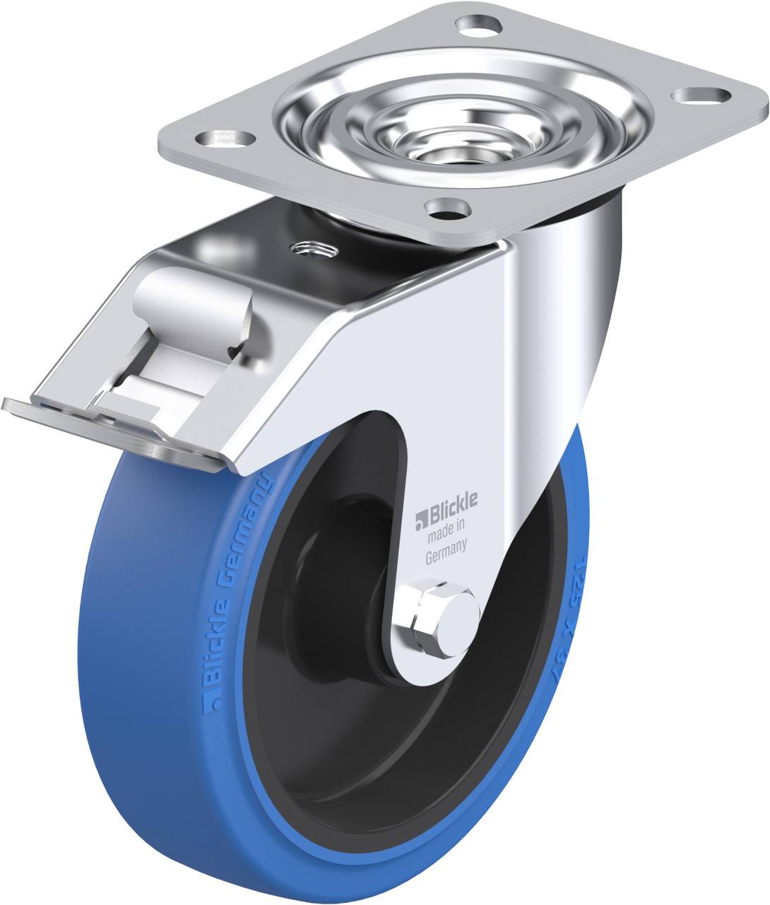 Blickle 850550 L-POEV 125XR-FI-SB Forgóvillás görgő, rögzítővel KerékØ: 125 mm Teherbírás (max.): 250 kg 1 db