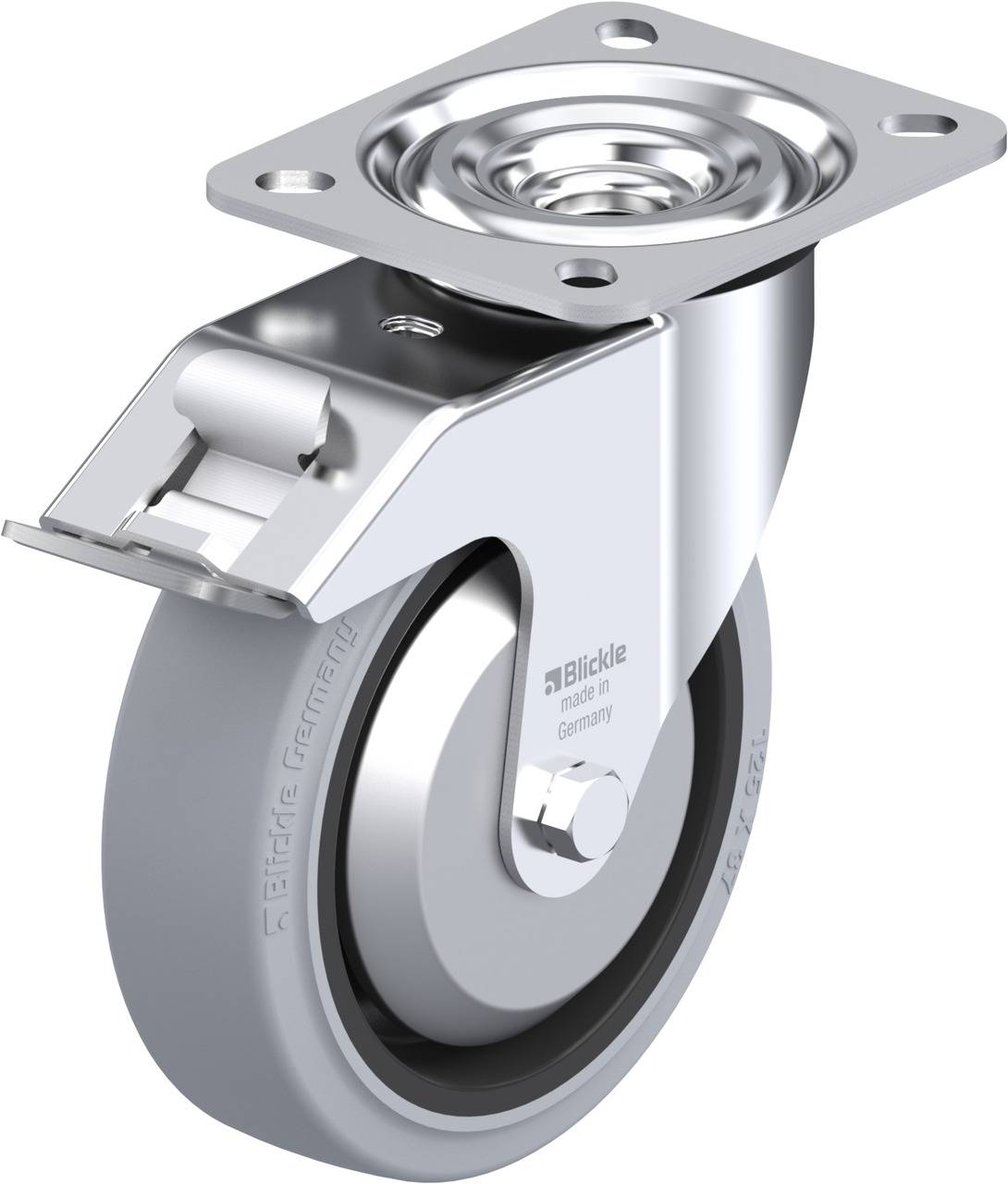 Blickle 850553 L-POEV 125XR-FI-SG-FA Forgóvillás görgő, rögzítővel KerékØ: 125 mm Teherbírás (max.): 250 kg 1 db