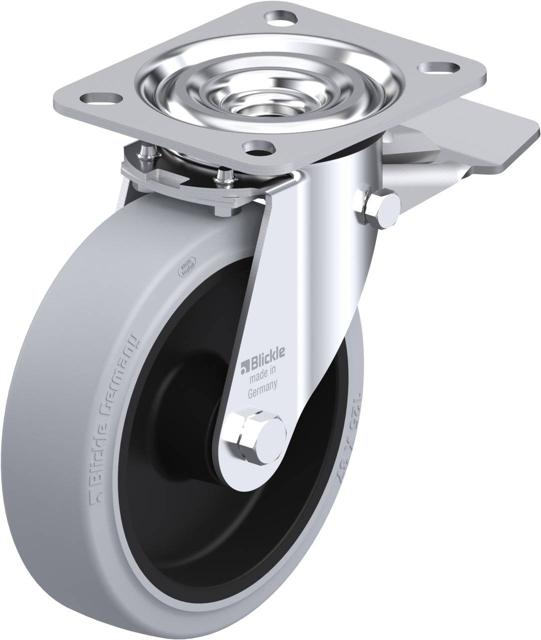 Blickle 850558 L-POEV 125XR-ST-SG Forgóvillás görgő, rögzítővel KerékØ: 125 mm Teherbírás (max.): 250 kg 1 db