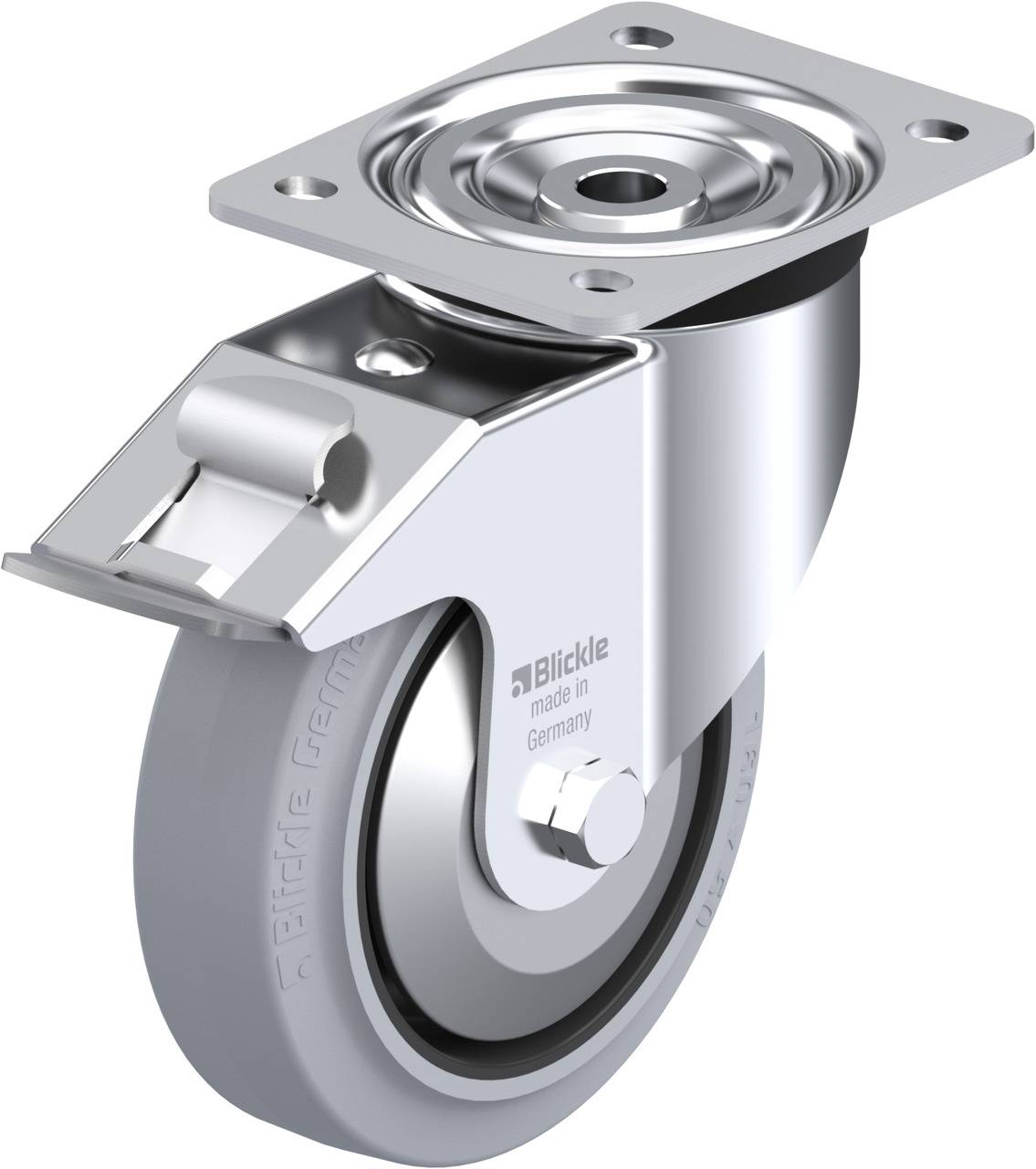 Blickle 850669 L-POEV 160XKA-FI-SG-FA Forgóvillás görgő, rögzítővel KerékØ: 160 mm Teherbírás (max.): 400 kg 1 db