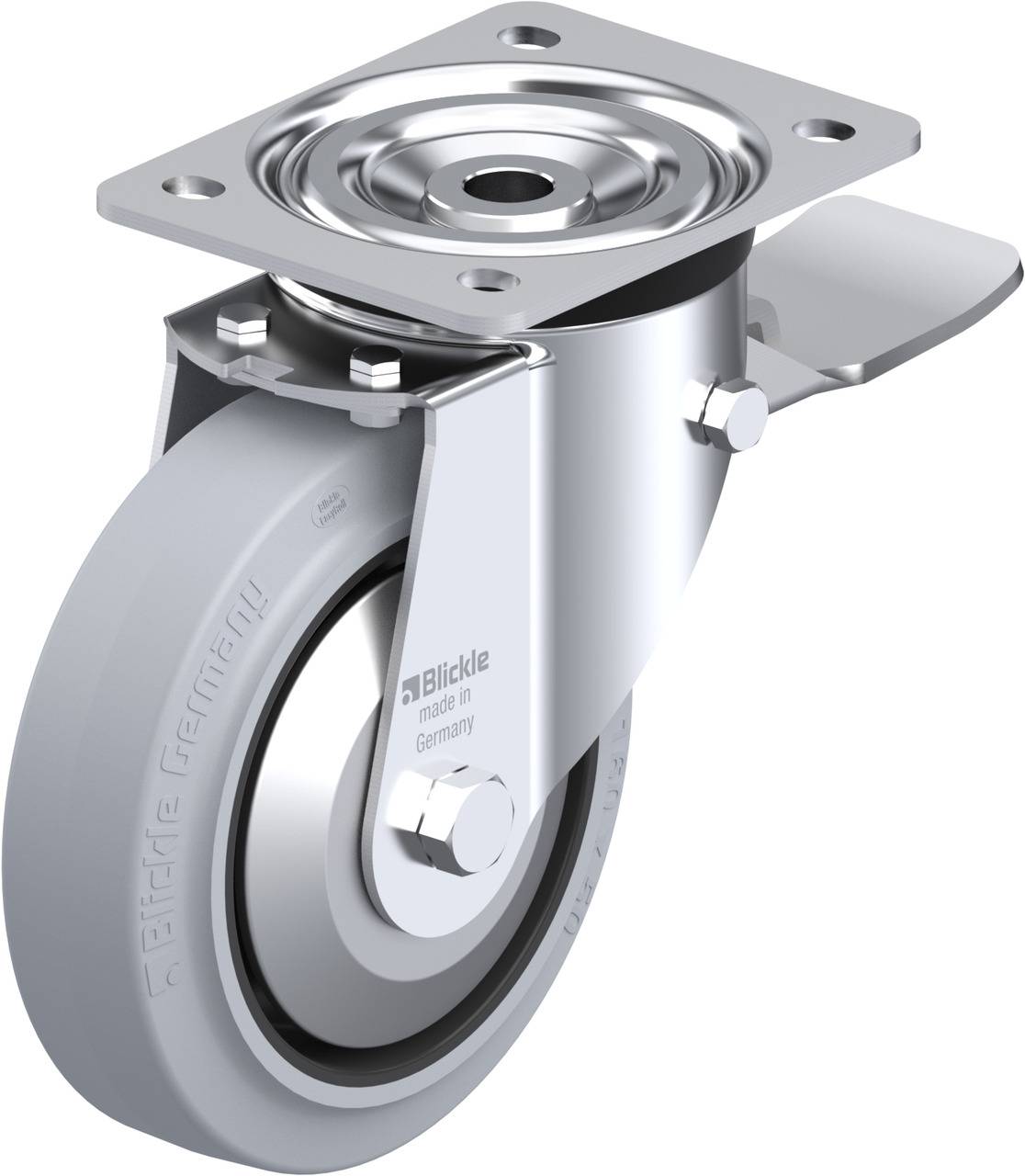 Blickle 850675 L-POEV 160XKA-ST-SG-FA Forgóvillás görgő, rögzítővel KerékØ: 160 mm Teherbírás (max.): 400 kg 1 db