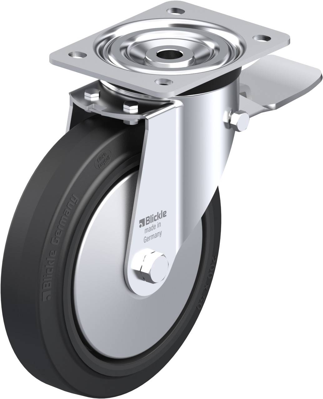 Blickle 850786 L-POEV 200XKA-ST-FA Forgóvillás görgő, rögzítővel KerékØ: 200 mm Teherbírás (max.): 400 kg 1 db