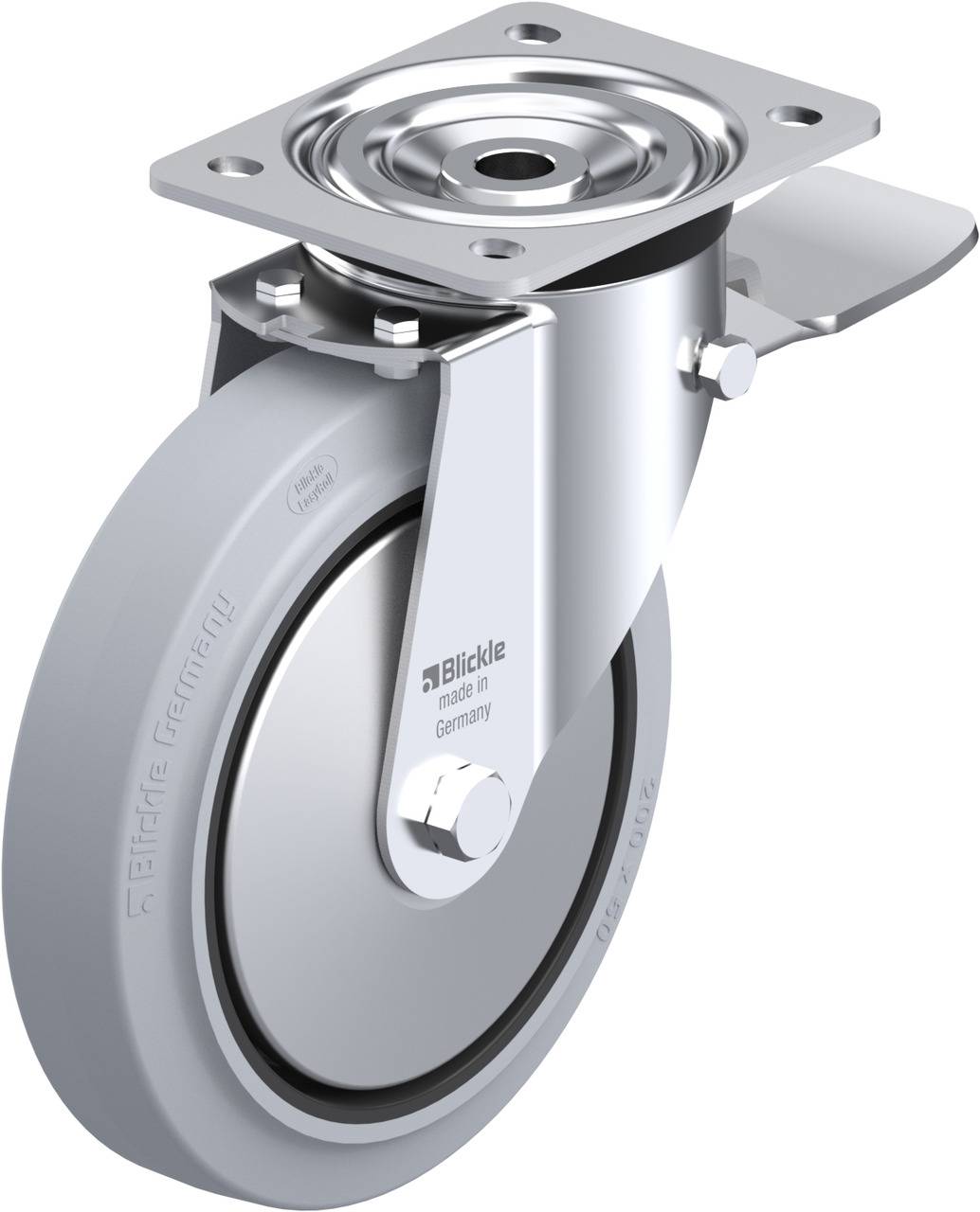 Blickle 850785 L-POEV 200XKA-ST-SG-FA Forgóvillás görgő, rögzítővel KerékØ: 200 mm Teherbírás (max.): 400 kg 1 db