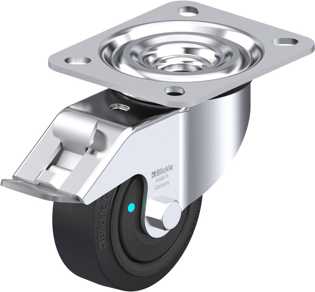 Blickle 850467 L-POEV 80KFD-FI Forgóvillás görgő, rögzítővel KerékØ: 80 mm Teherbírás (max.): 140 kg 1 db
