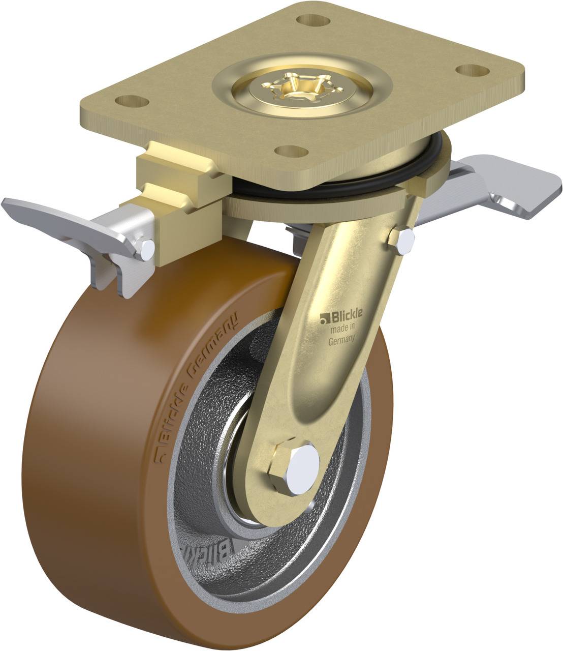 Blickle 852587 LS-GB 152K-ST-RI4 Forgóvillás görgő, rögzítővel KerékØ: 150 mm Teherbírás (max.): 950 kg 1 db