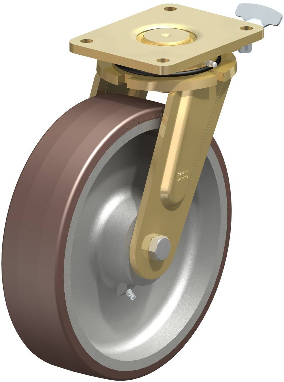 Blickle 744059 LS-GB 302K-RI4 Forgóvillás görgő, rögzítővel KerékØ: 300 mm Teherbírás (max.): 2400 kg 1 db