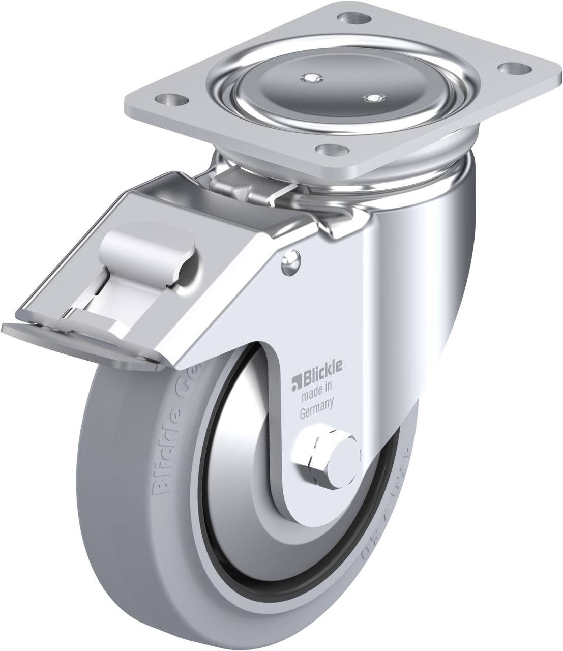 Blickle 851558 LUH-POEV 160XR-FI-SG-FA Forgóvillás görgő, rögzítővel KerékØ: 160 mm Teherbírás (max.): 400 kg 1 db