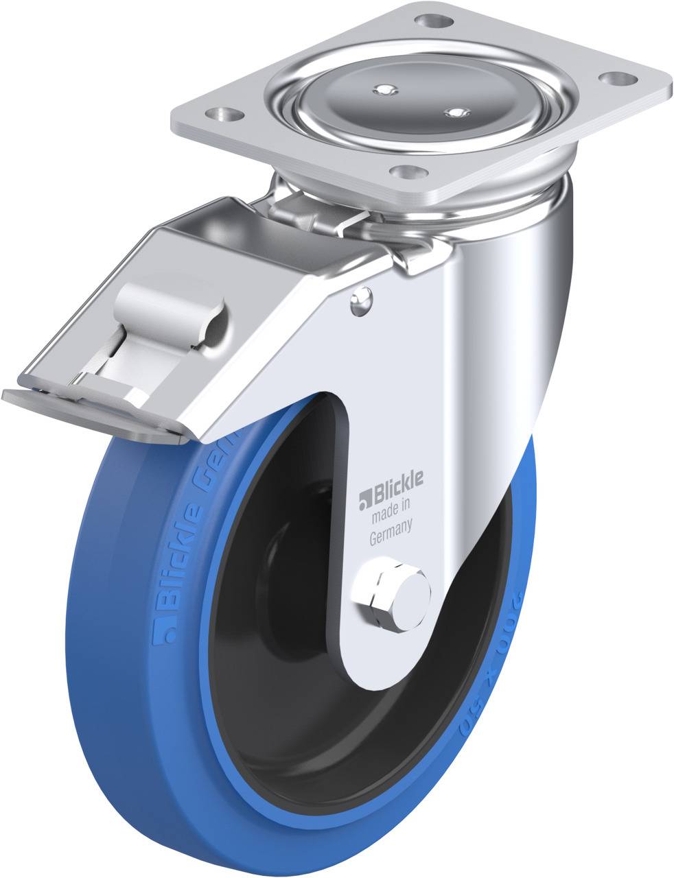Blickle 851623 LUH-POEV 200XR-FI-SB Forgóvillás görgő, rögzítővel KerékØ: 200 mm Teherbírás (max.): 500 kg 1 db
