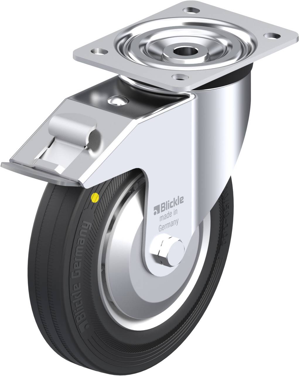 Blickle 849821 L-V 200K-FI-EL-FA Forgóvillás görgő, rögzítővel KerékØ: 200 mm Teherbírás (max.): 205 kg 1 db