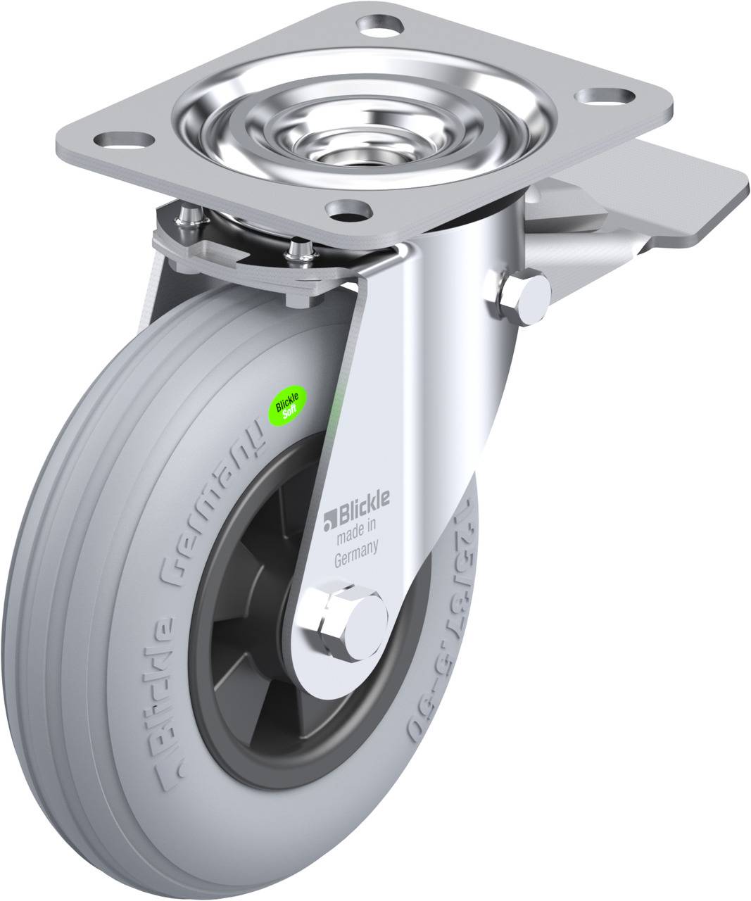 Blickle 849932 L-VWPP 125R-ST-SG Forgóvillás görgő, rögzítővel KerékØ: 125 mm Teherbírás (max.): 50 kg 1 db