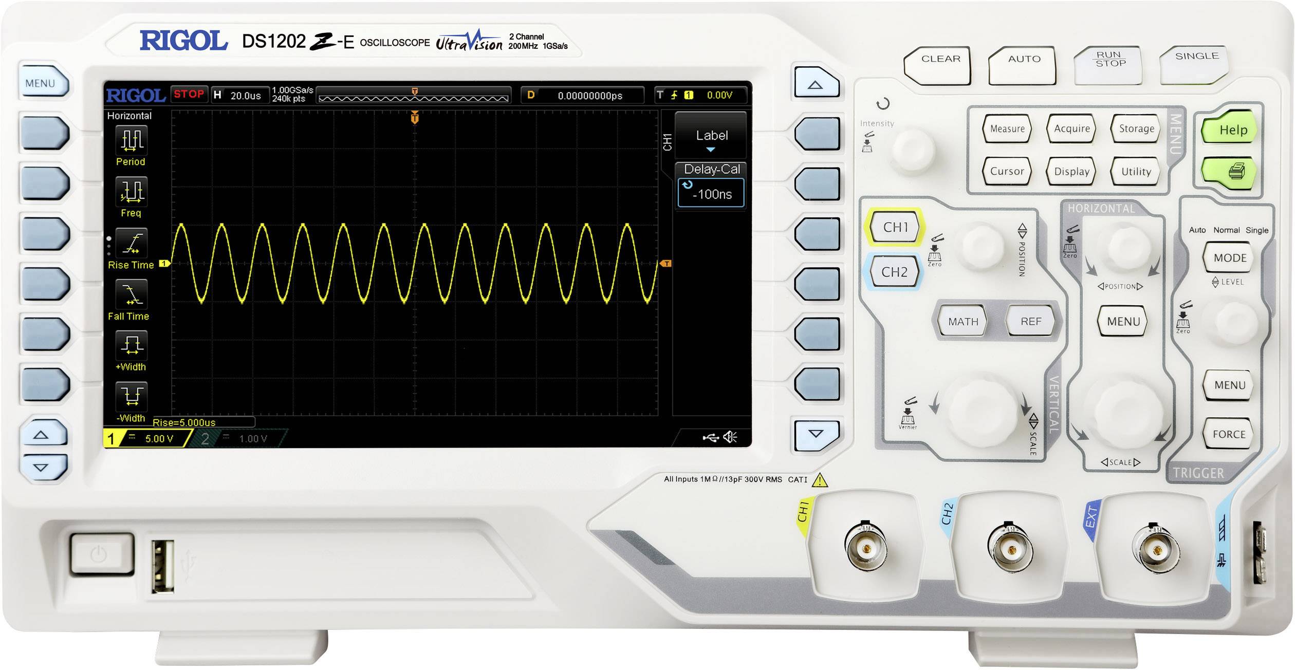 Digitális oszcilloszkóp 200 MHz 2 csatornás 1 GSa/mp 24000 kpts 8 bit, Rigol DS1202Z-E