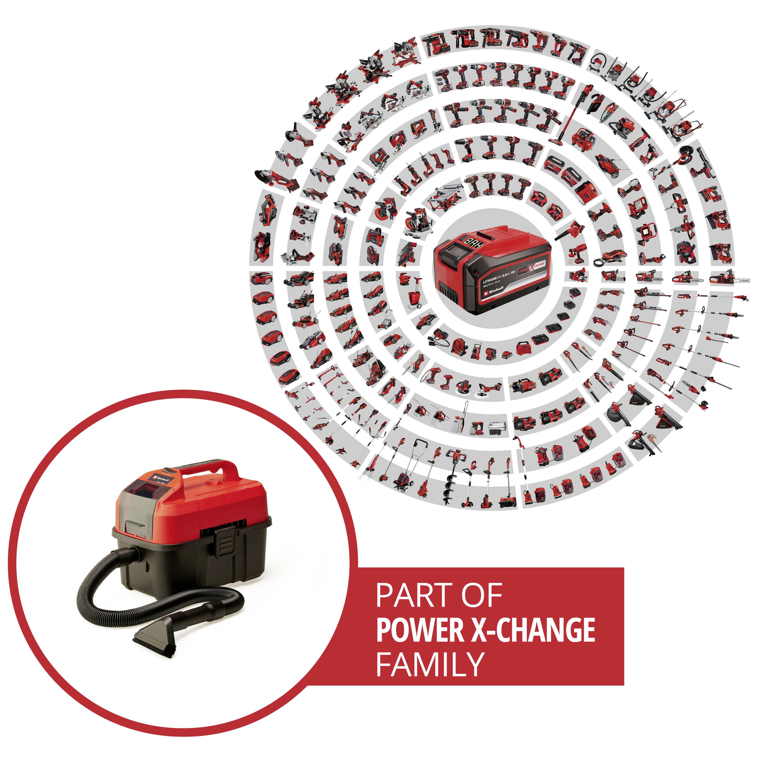 Einhell Power X-Change TE-VC 18/10 Li + StarterKIT 1668363+2188165 Nedves-/száraz porszívó 10 l Akku nélkül-2