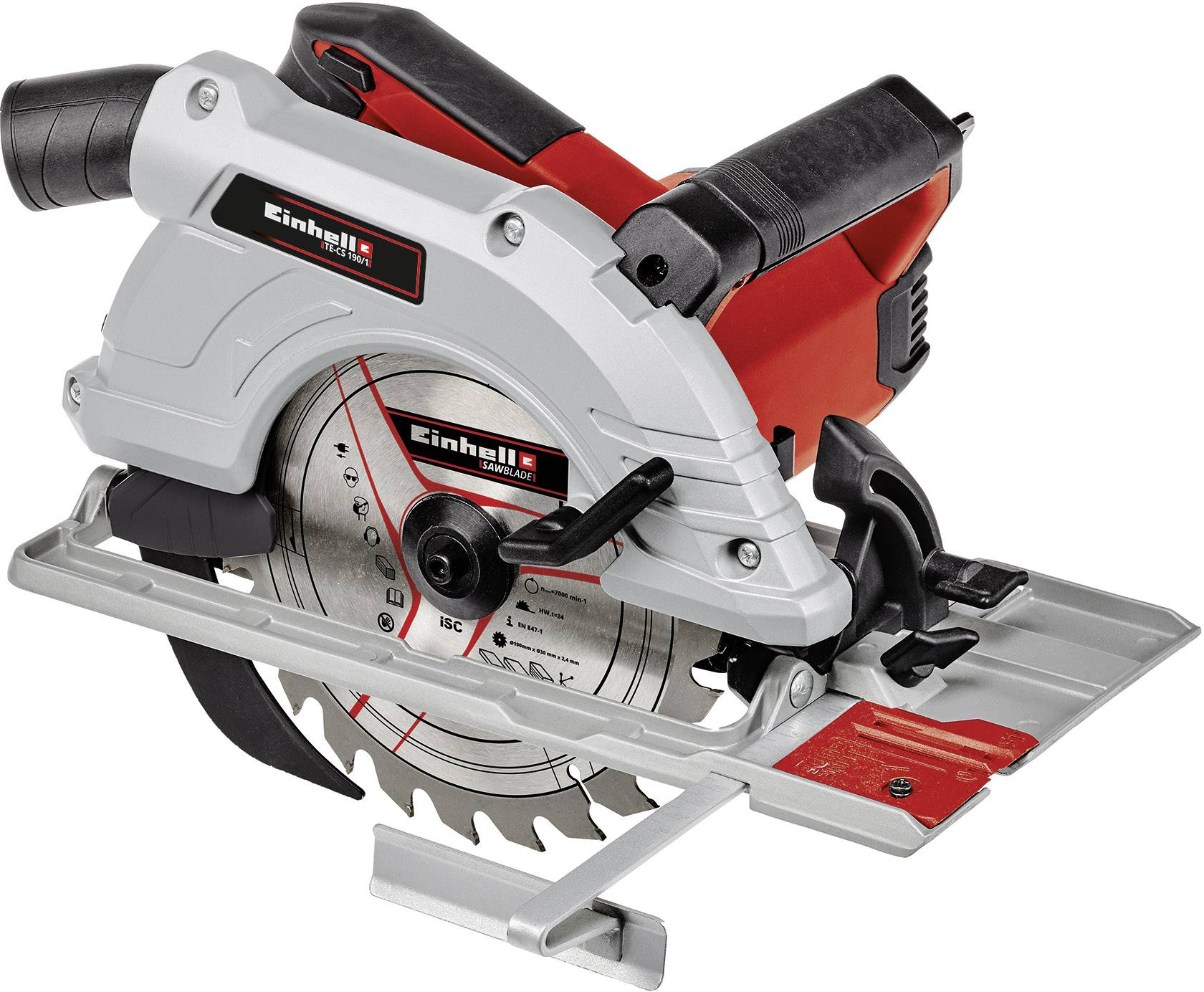 Einhell TE-CS 190/1 Kézi körfűrész Vágási mélység max. (90°) 66 mm párhuzamos ütközővel 1500 W