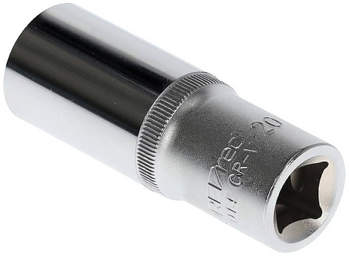 Ezüst hatszögletű dugókulcs, érdesített markolat, 20 mm-es méret.