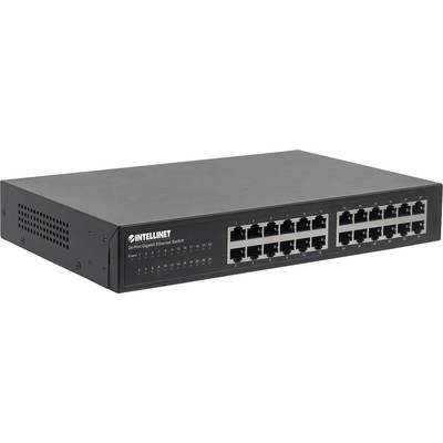 Intellinet 24-portos Gigabit Ethernet kapcsoló teljesítmény- és link-állapot kijelzővel, irodai hálózati csatlakozásokhoz.