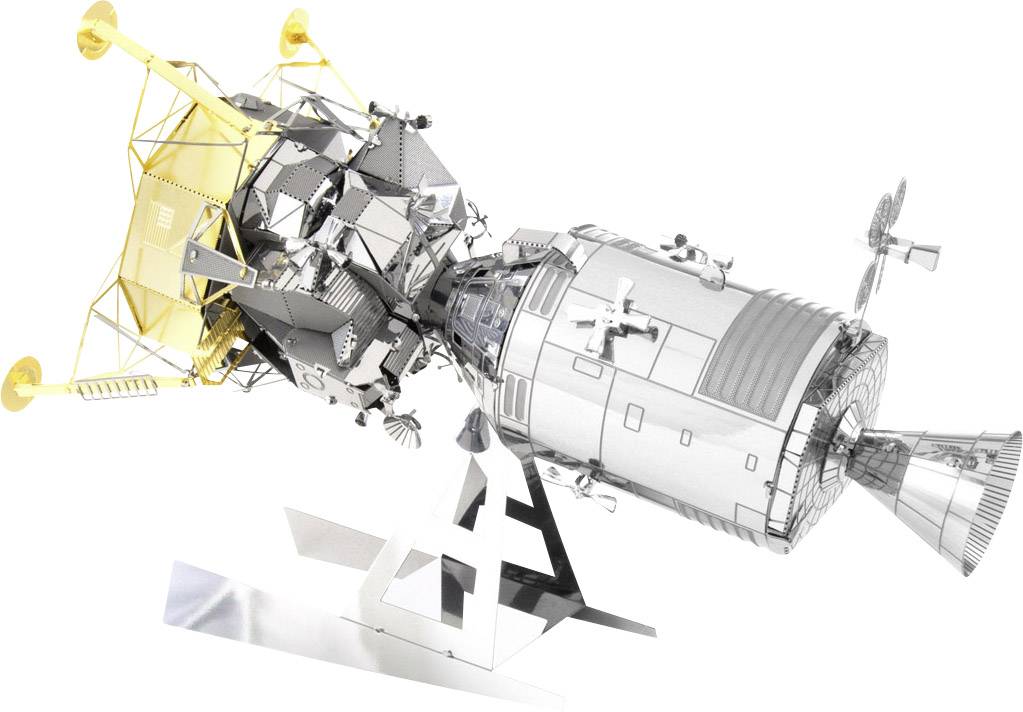 Egy holdkomp és egy parancsnoki modul modellje részletes szerkezeteket és dizájnt mutat az Apollo-program keretében.