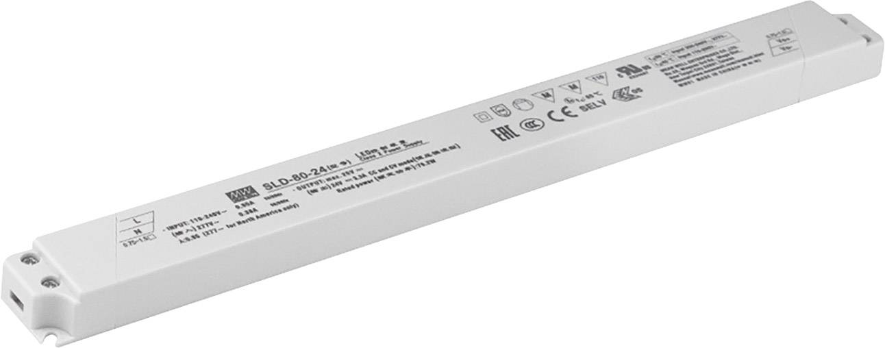 MEAN WELL SLD-80-12 LED meghajtó Állandó feszültségű, Állandó áramú 79.2 W 6.6 A 12 V/DC Bútorhoz alkalmas, PFC-áramkör, Túlterhelés elleni védelem,