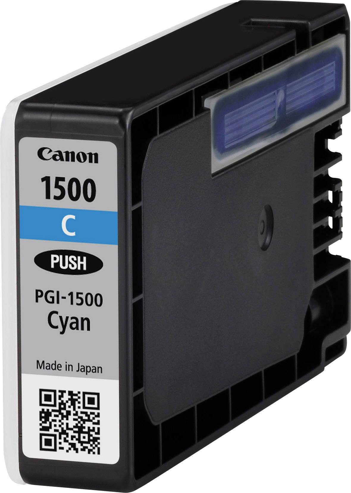 Canon PGI-1500 ciánkék tintapatron, kék jelöléssel, Canon nyomtatókhoz, Japánban gyártva.